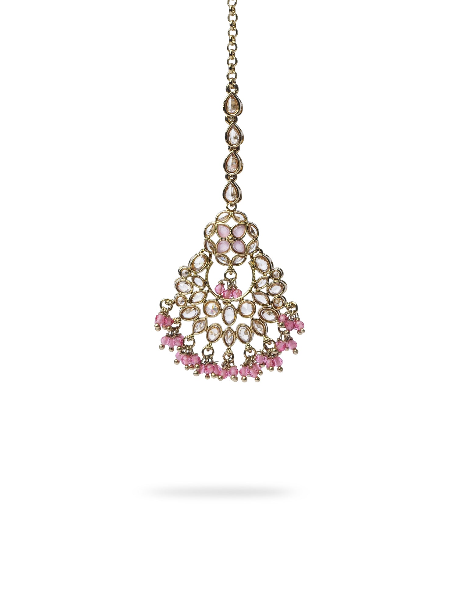 Sajna Chandbali Maang Tikka in Pink