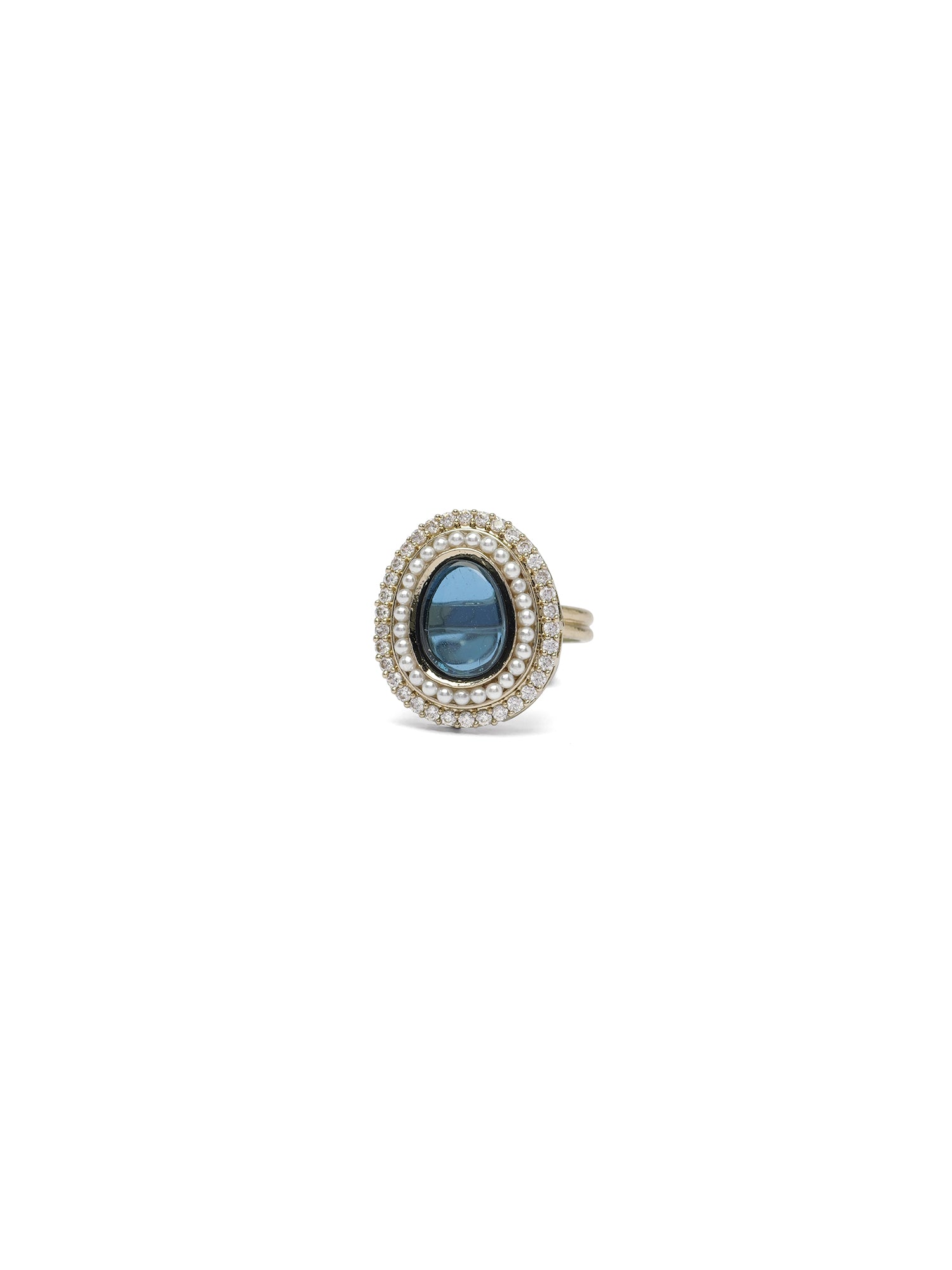 Sajni Ring in Pearl and Blue