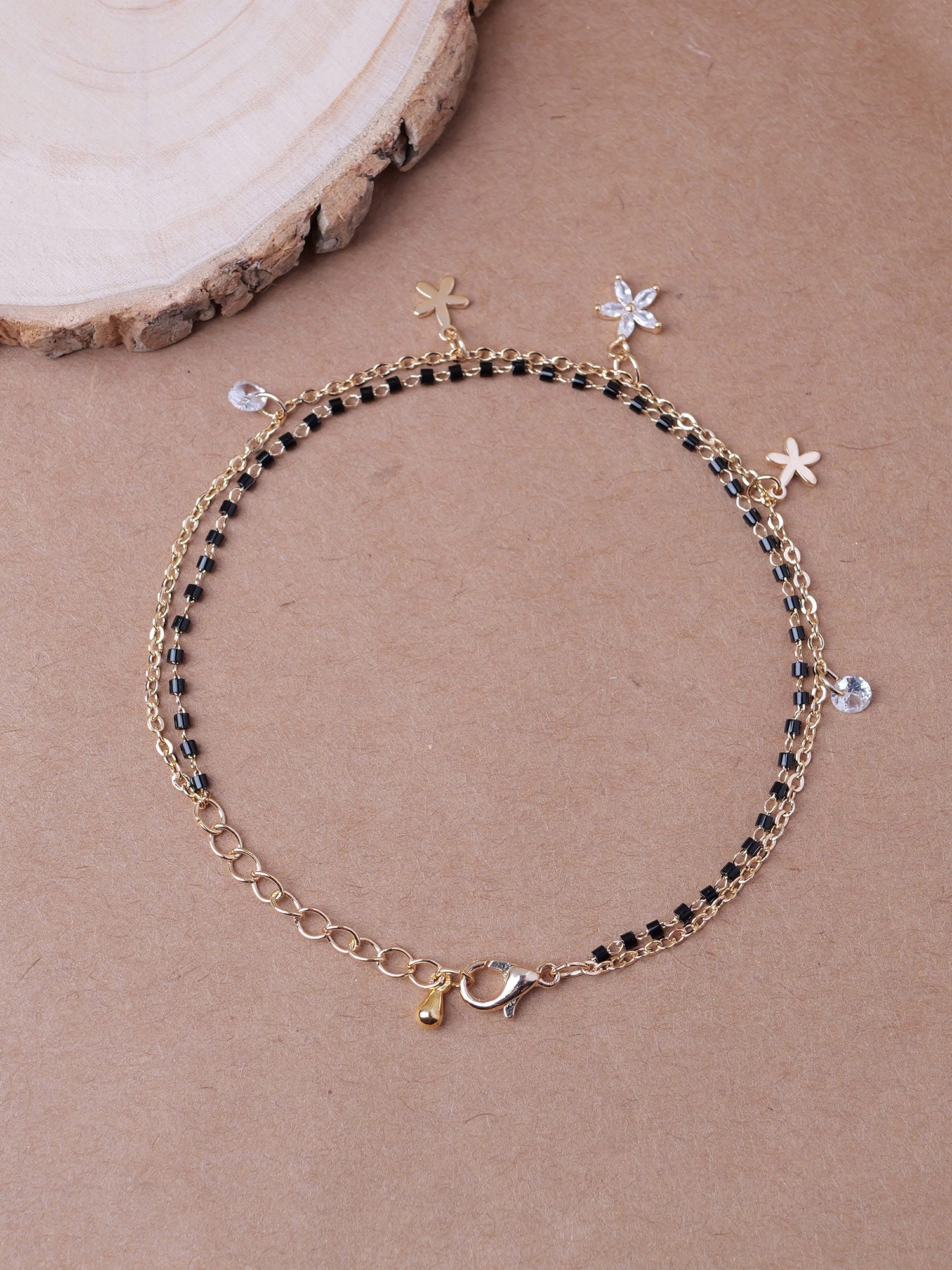 Sakura Charm Bracelet in White and Gold