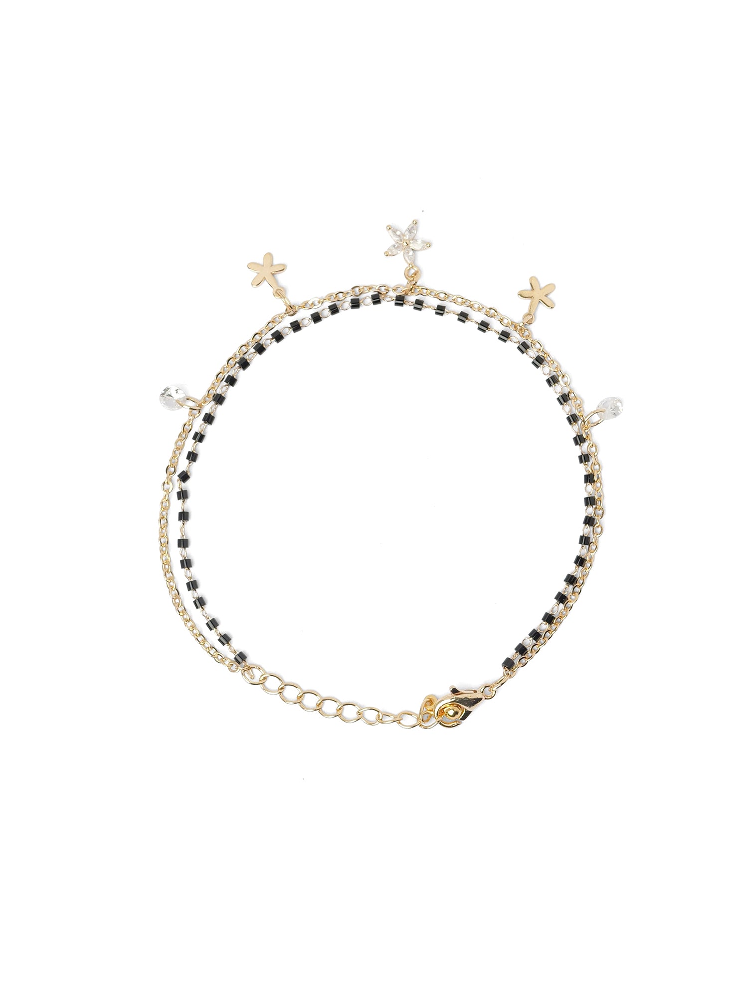 Sakura Charm Bracelet in White and Gold