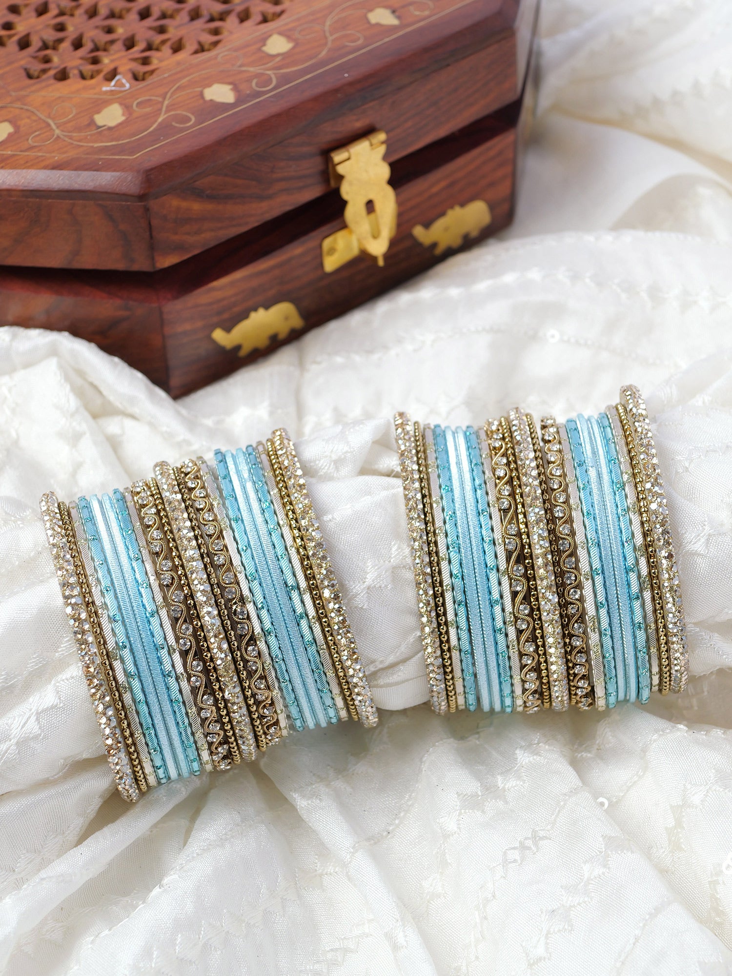 Sameera Two Hand Bangle Set in Light Blue