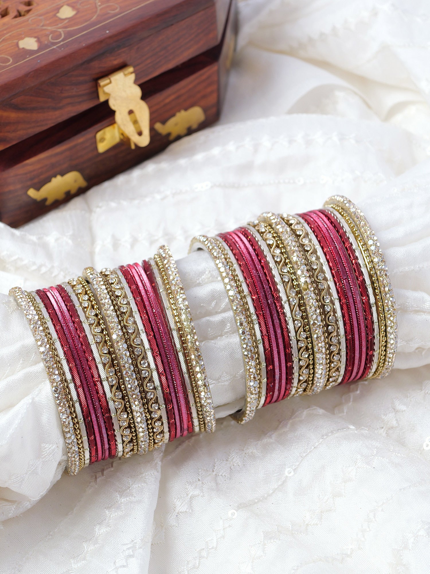 Sameera Two Hand Bangle Set in Maroon