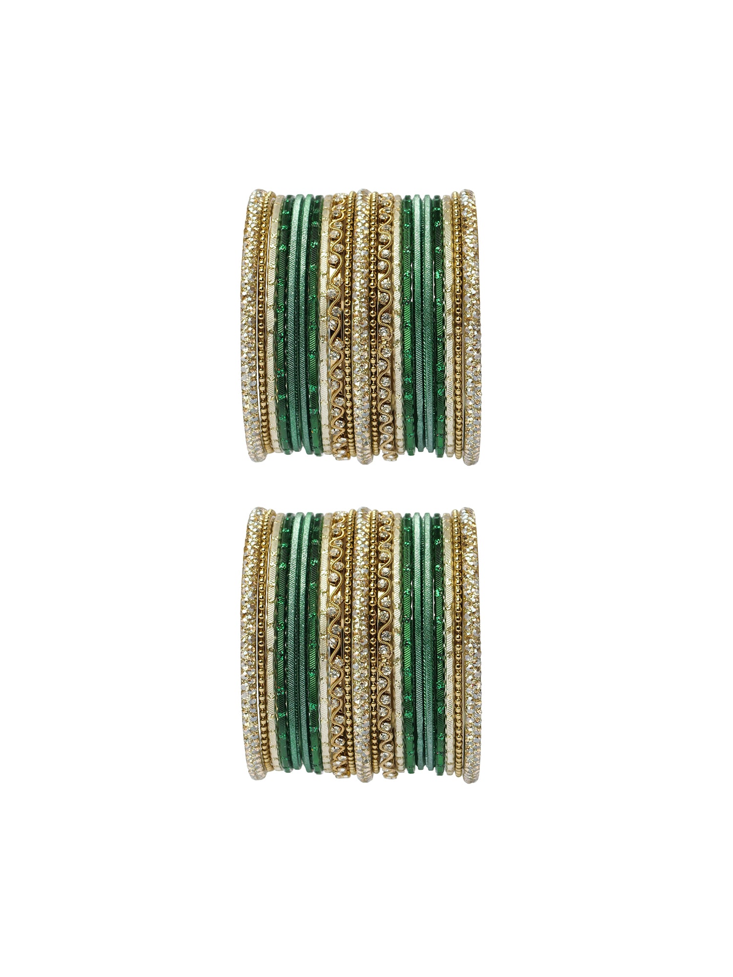 Sameera Two Hand Bangle Set in Green