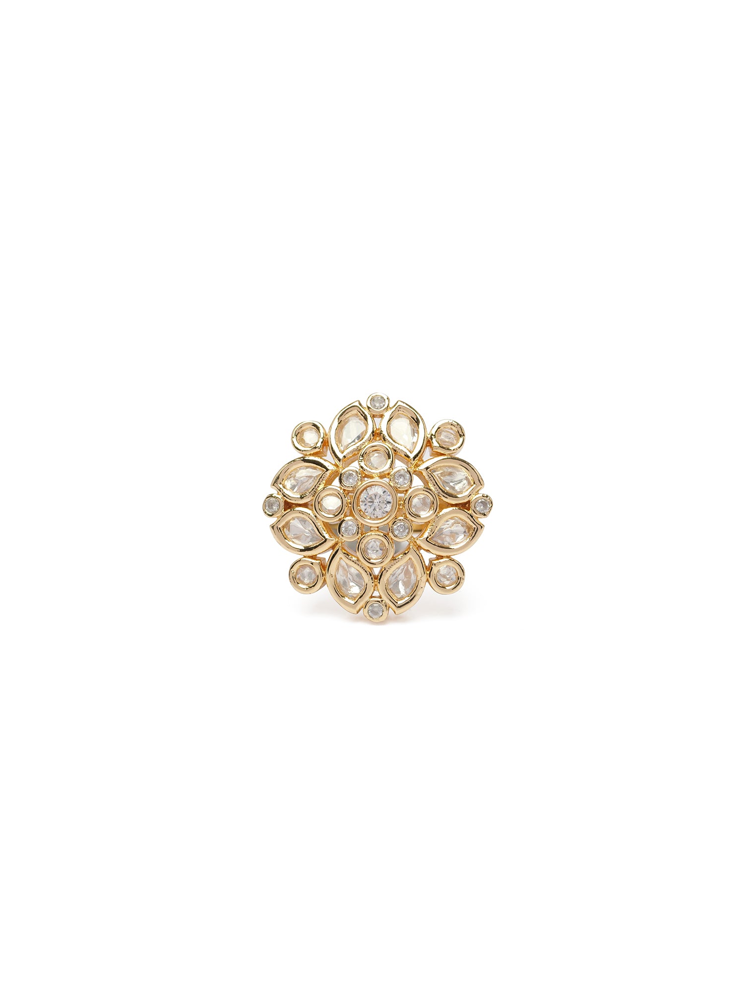 Sania Kundan Ring in White