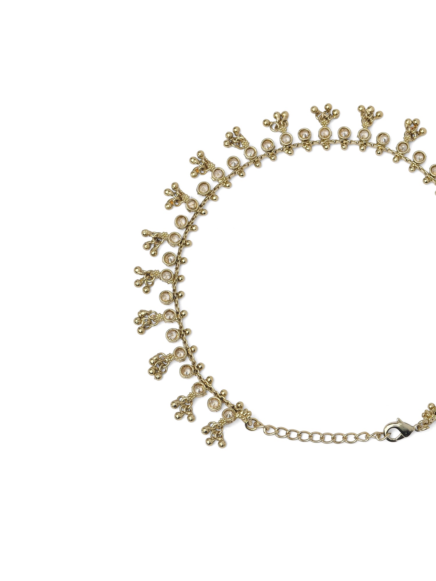 Sanika Gold Bead Anklet in Antique Gold