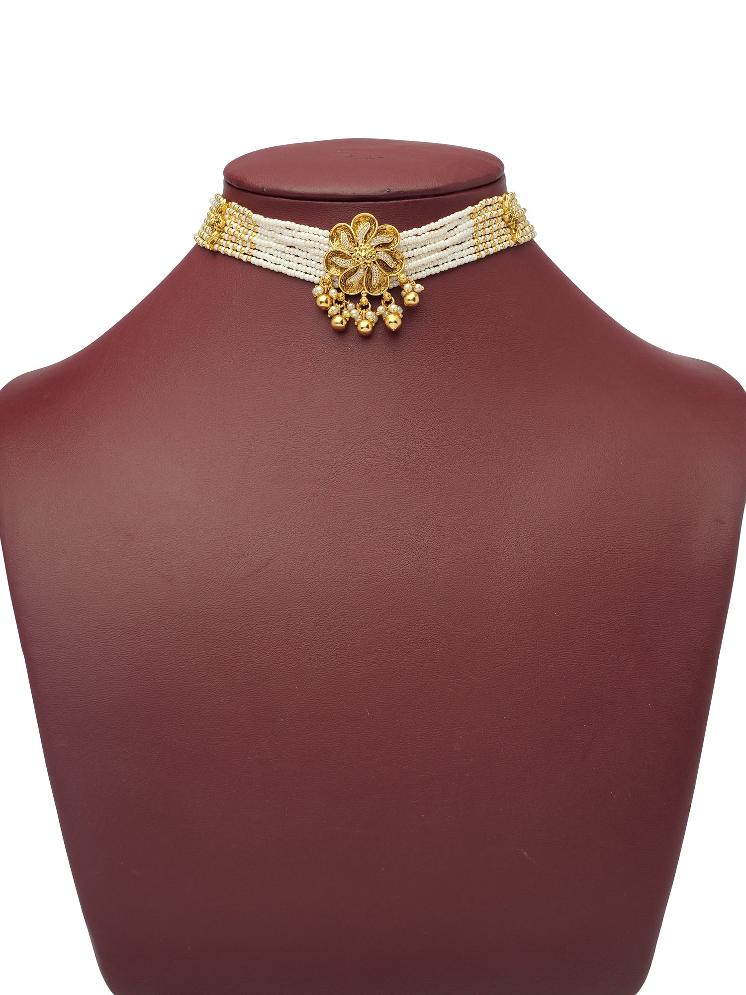 Sanjana Pearl Choker Set in White