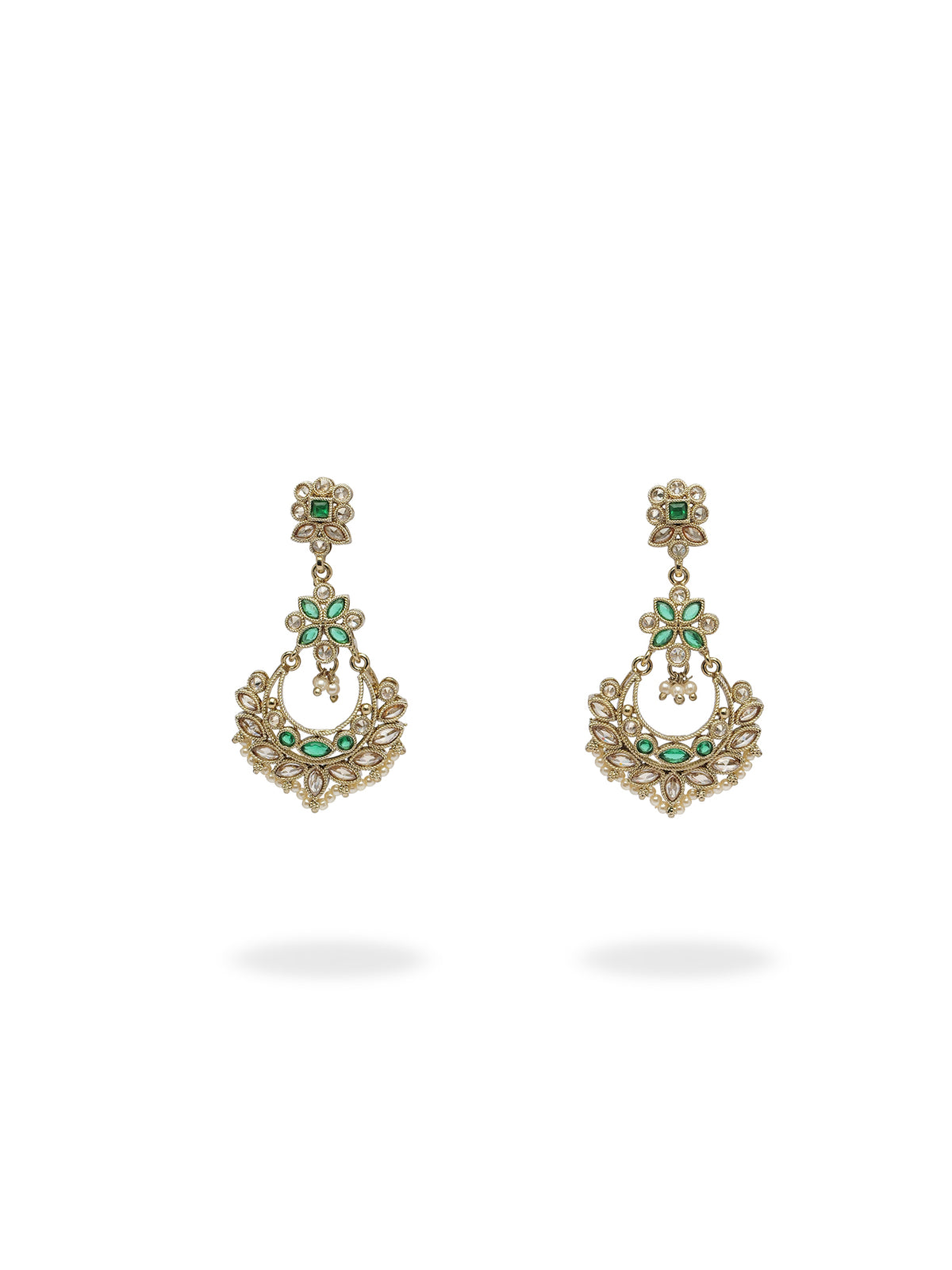 Sara Long Earrings in Green