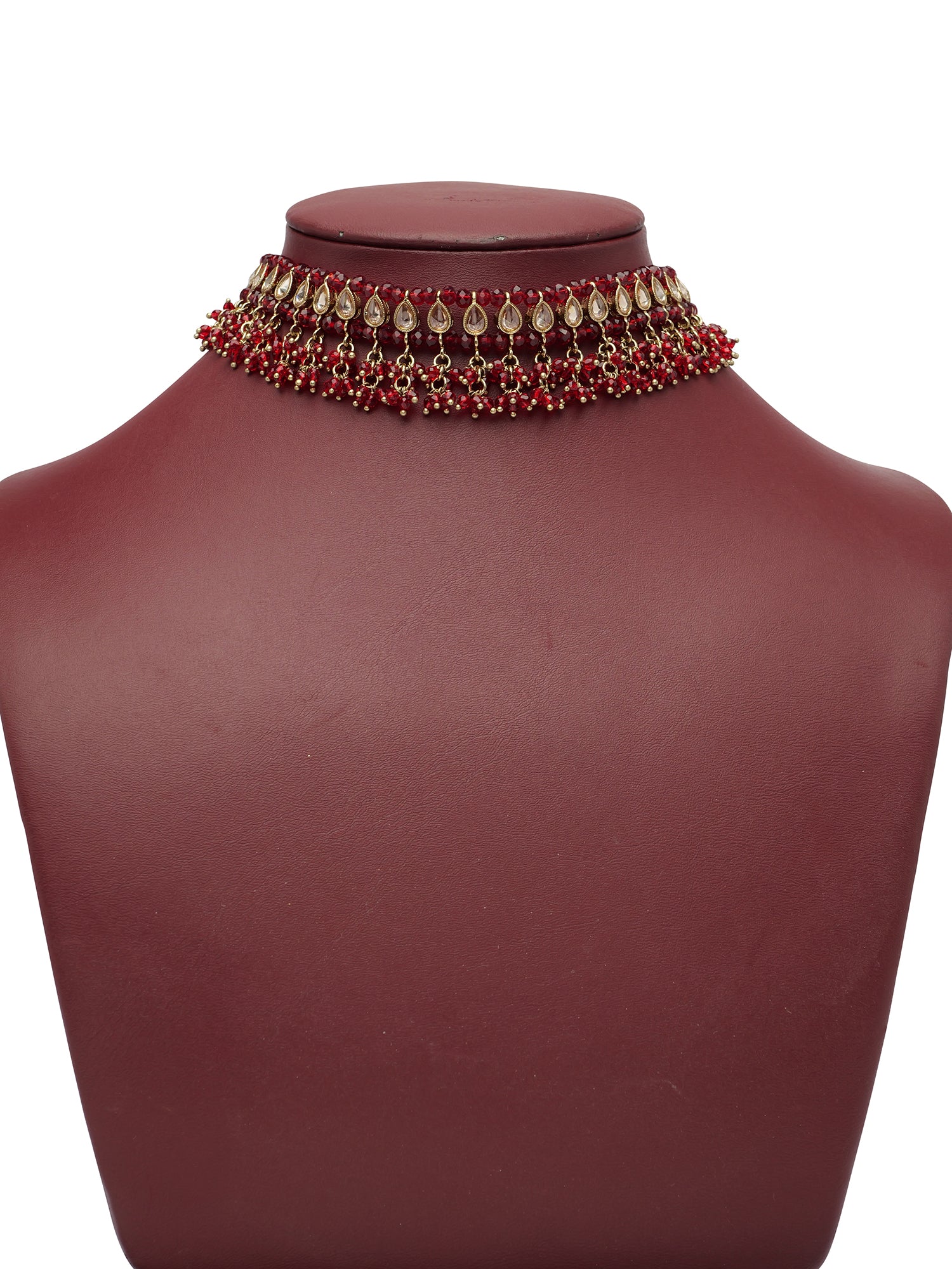 Sarfina Choker Set in Maroon and Antique Gold