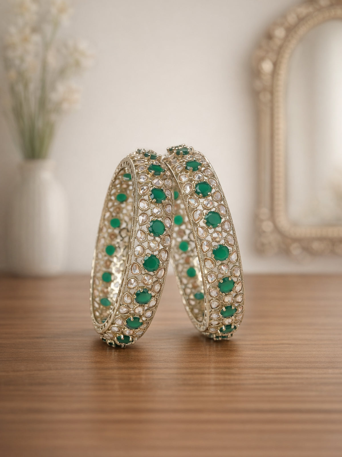 Savera Kada Bangles in Green
