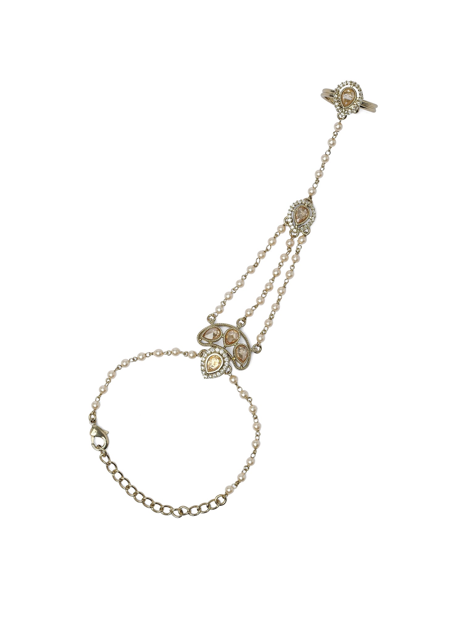 Savina Hand Chain in Champagne and Antique Gold