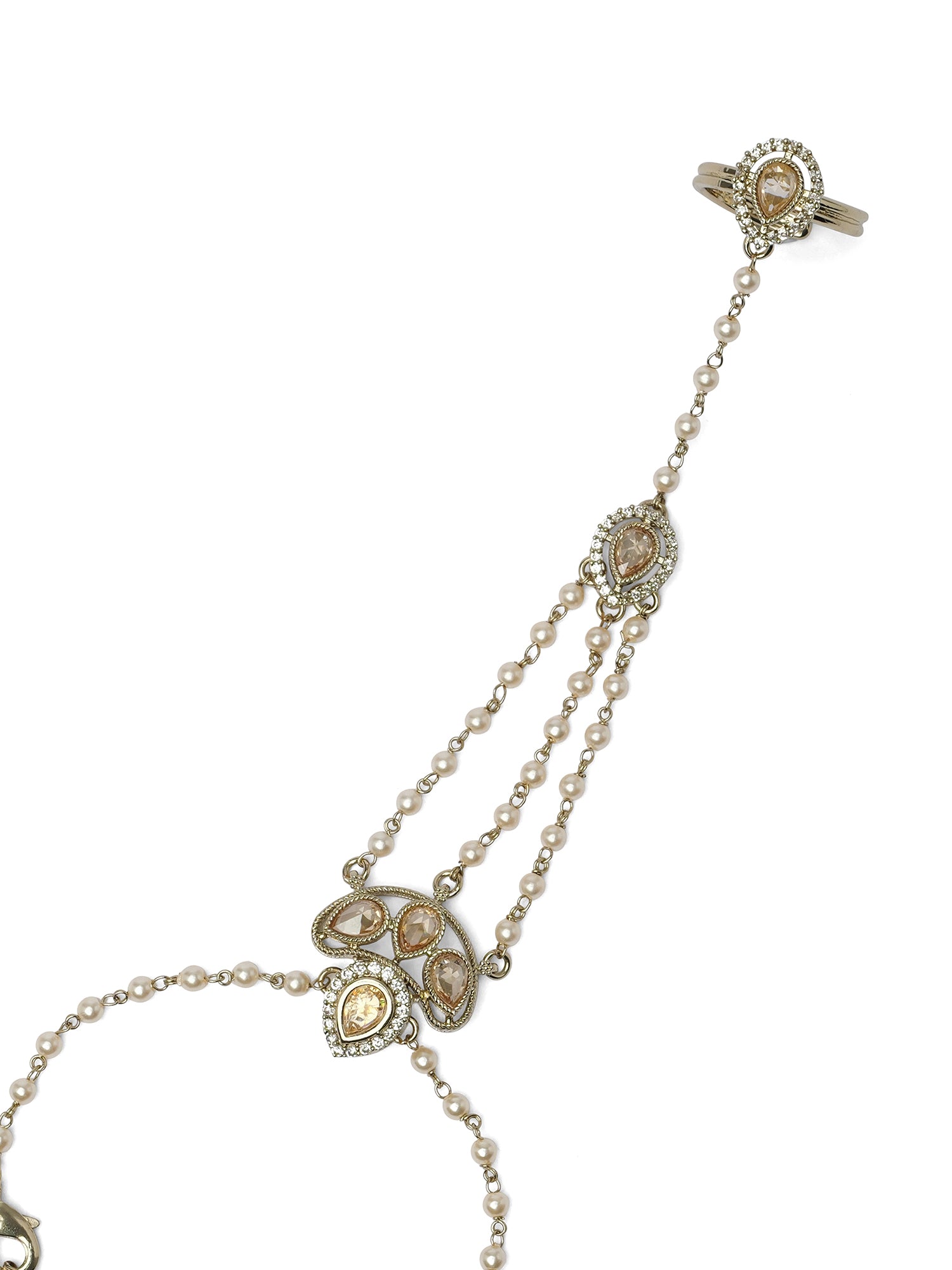 Savina Hand Chain in Champagne and Antique Gold