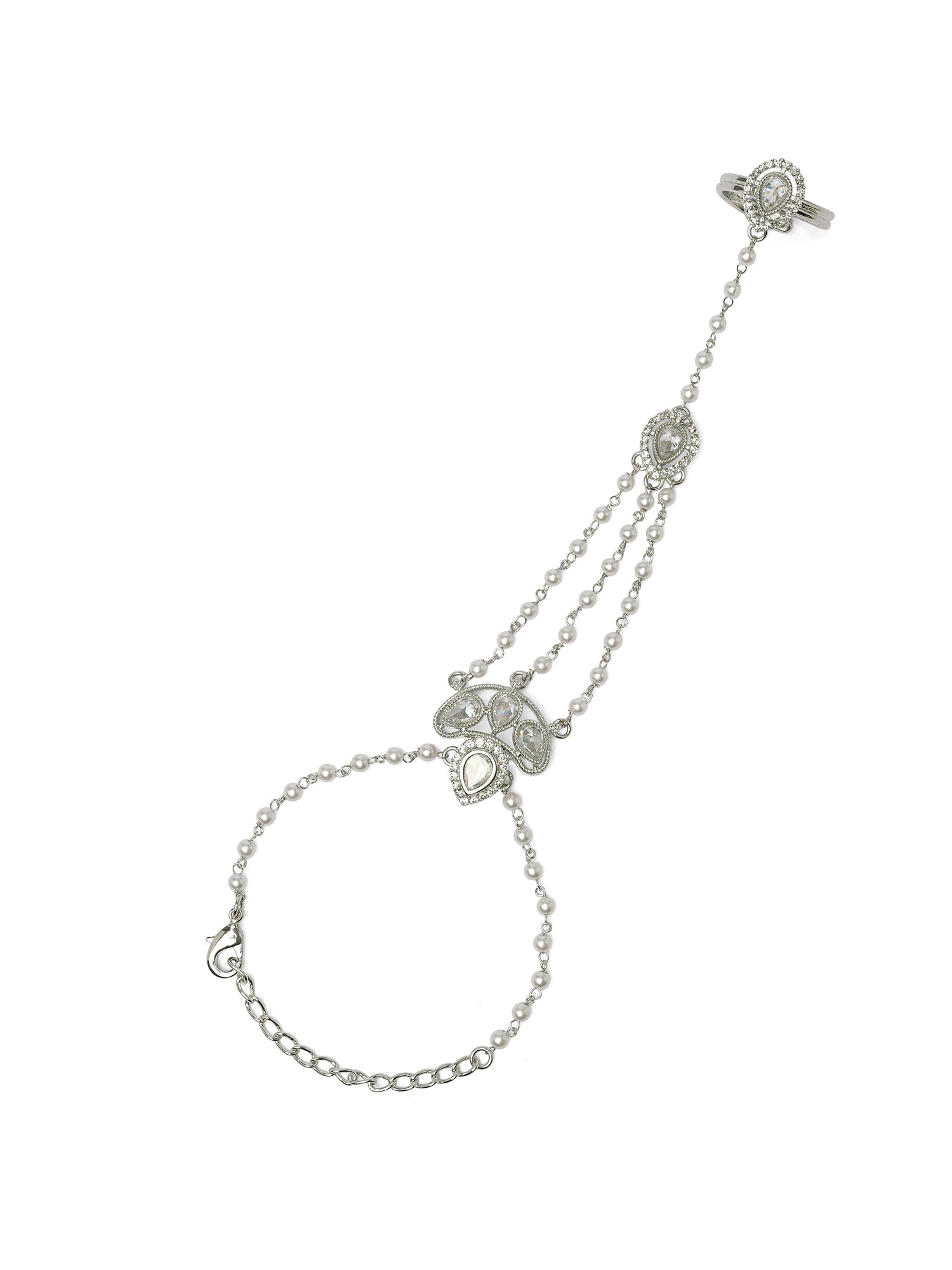 Savina Hand Chain in Rhodium