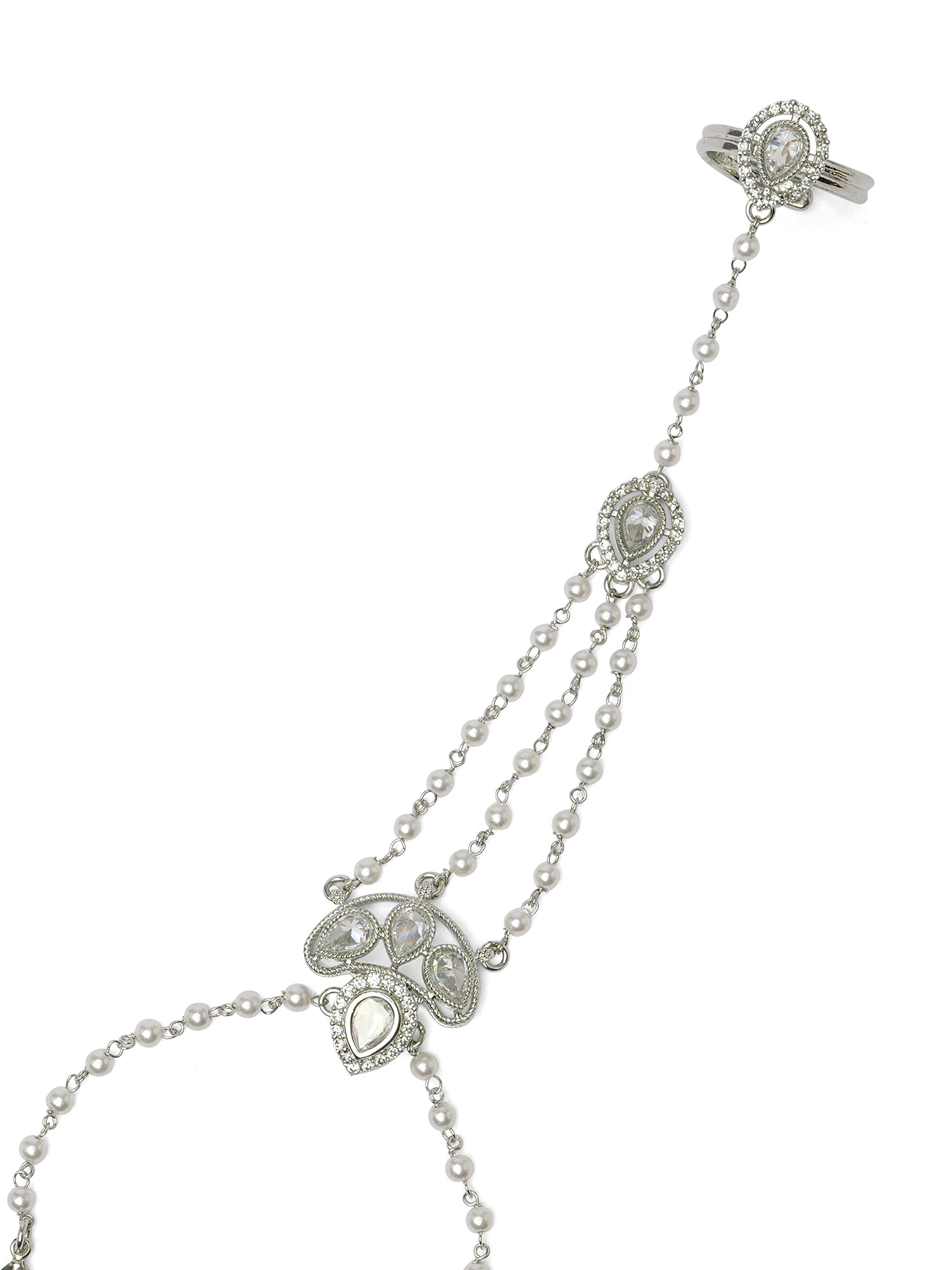 Savina Hand Chain in Rhodium