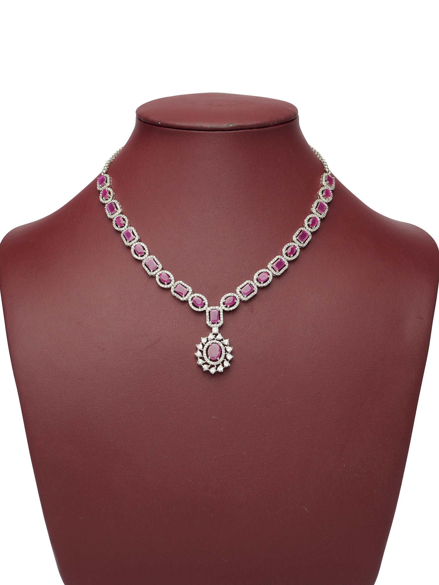 Selene Cubic Zirconia Necklace Set Ruby