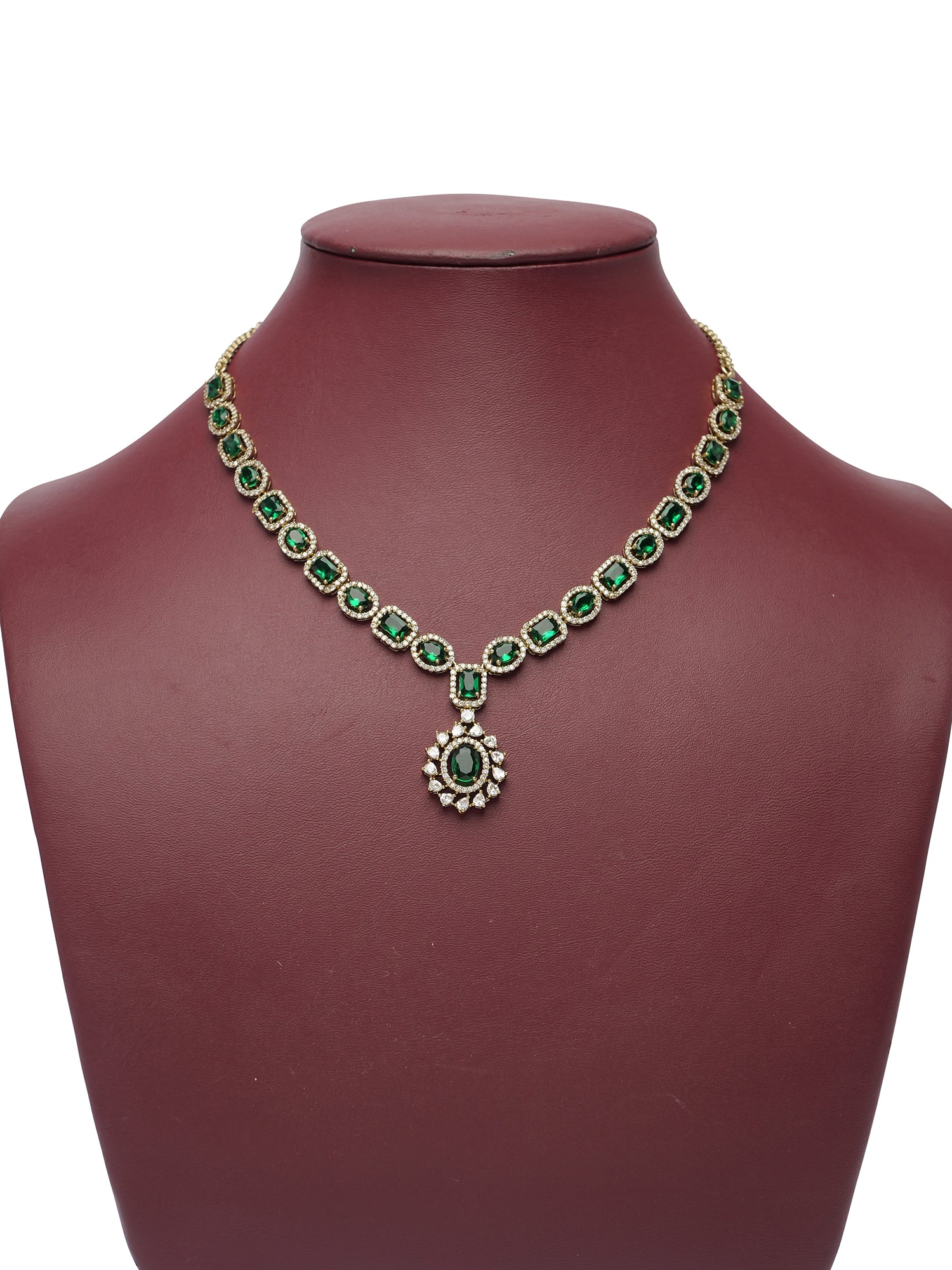 Selene Cubic Zirconia Necklace Set in Green