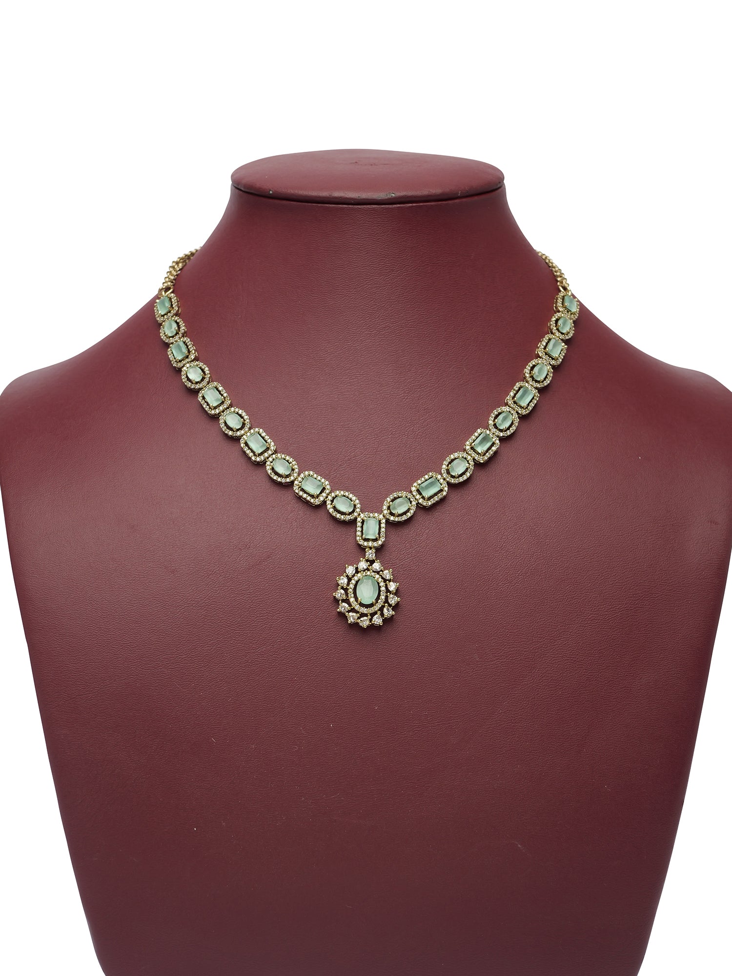 Selene Cubic Zirconia Necklace Set in Mint
