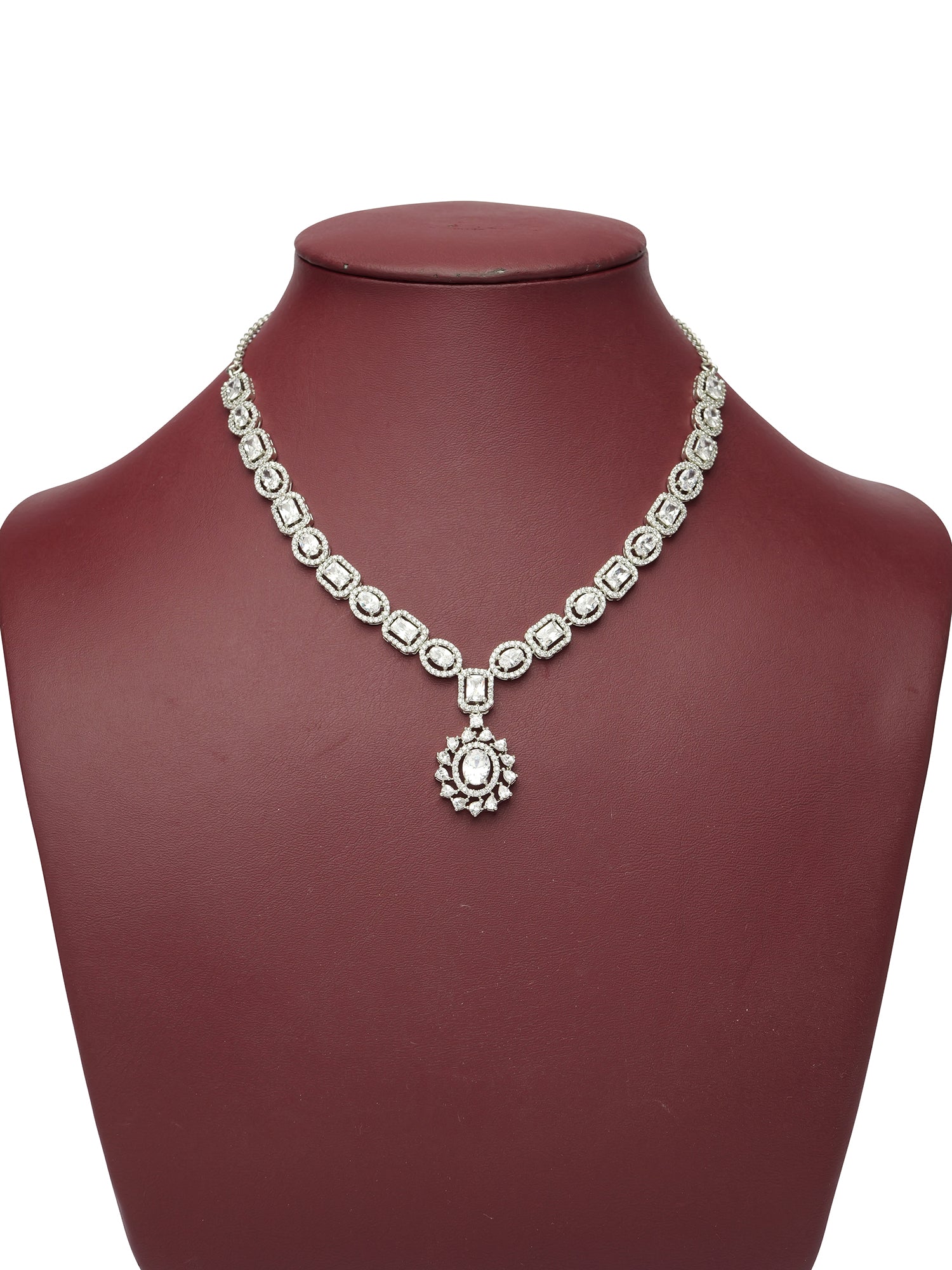 Selene Cubic Zirconia Necklace Set in Rhodium