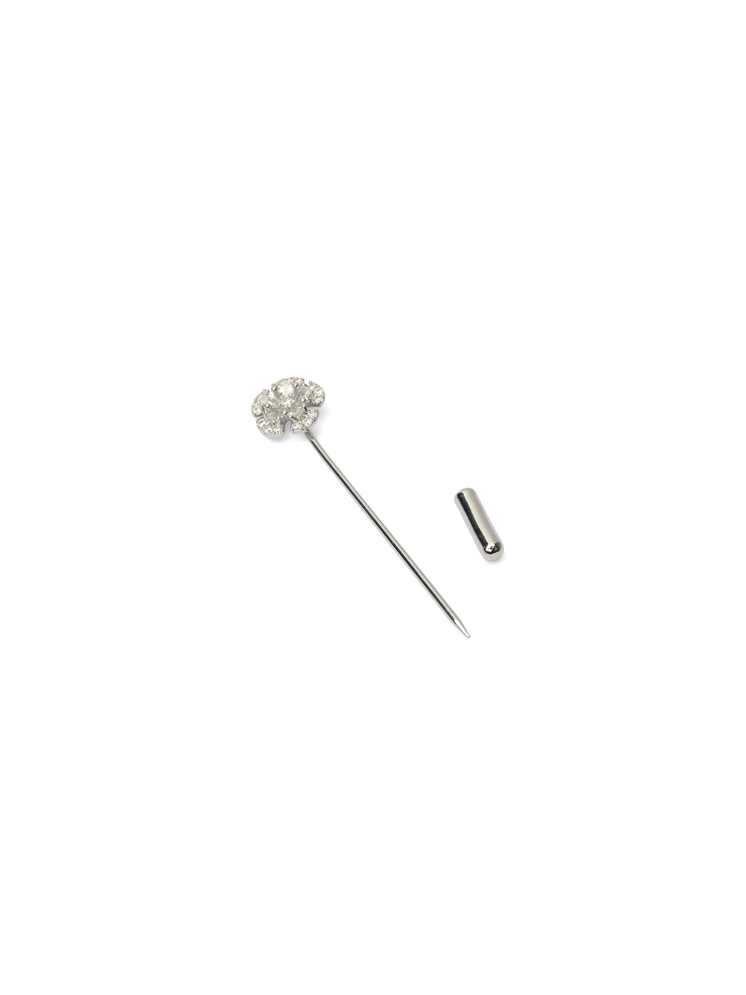 Selin Scarf Pin in White and Rhodium