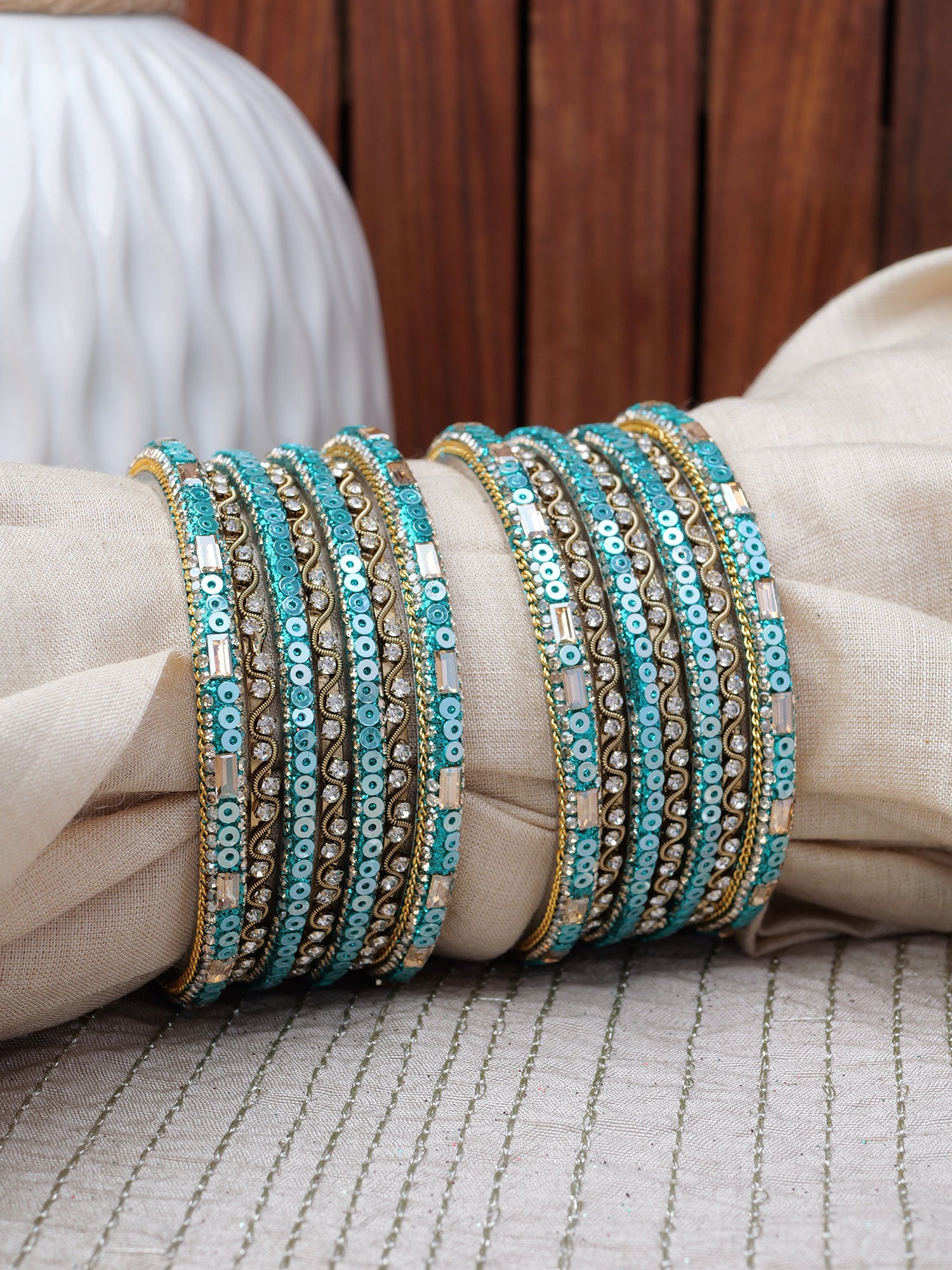 Selina Sequins Bangle Set in Blue