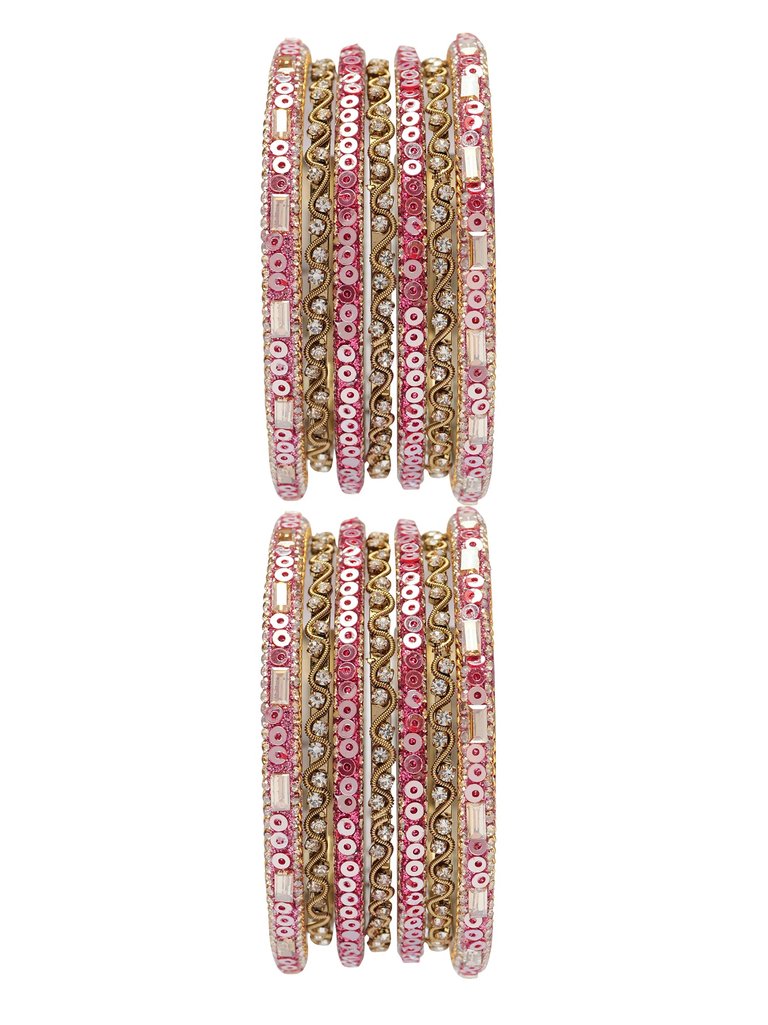 Selina Sequins Bangle Set in Dark Pink