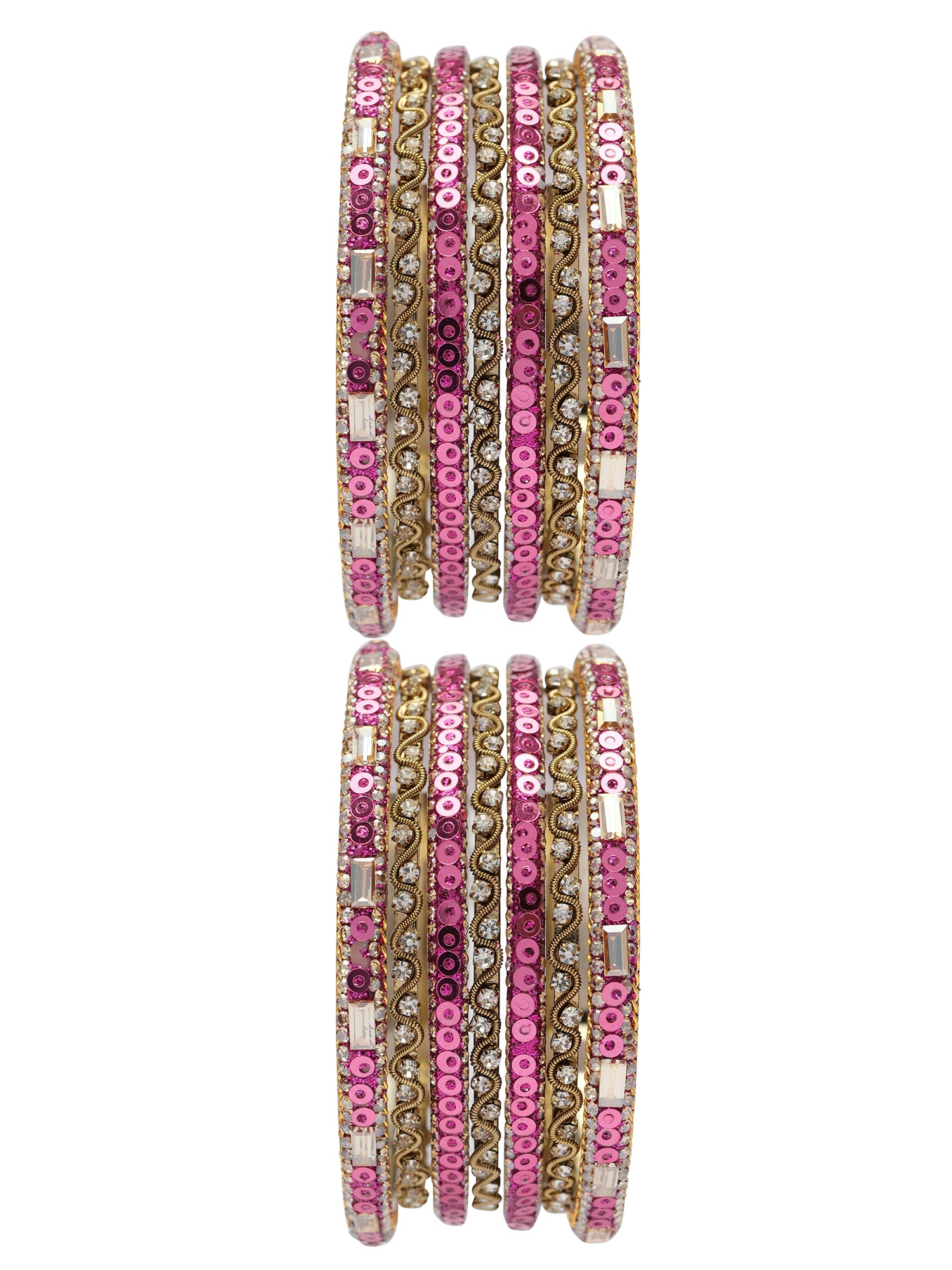Selina Sequins Bangle Set in Hot Pink