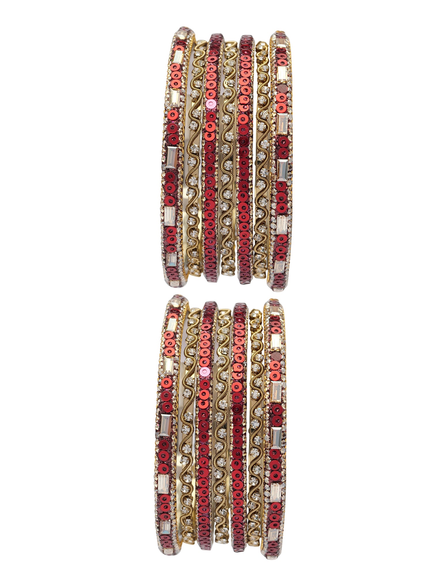 Selina Sequins Bangle Set in Maroon