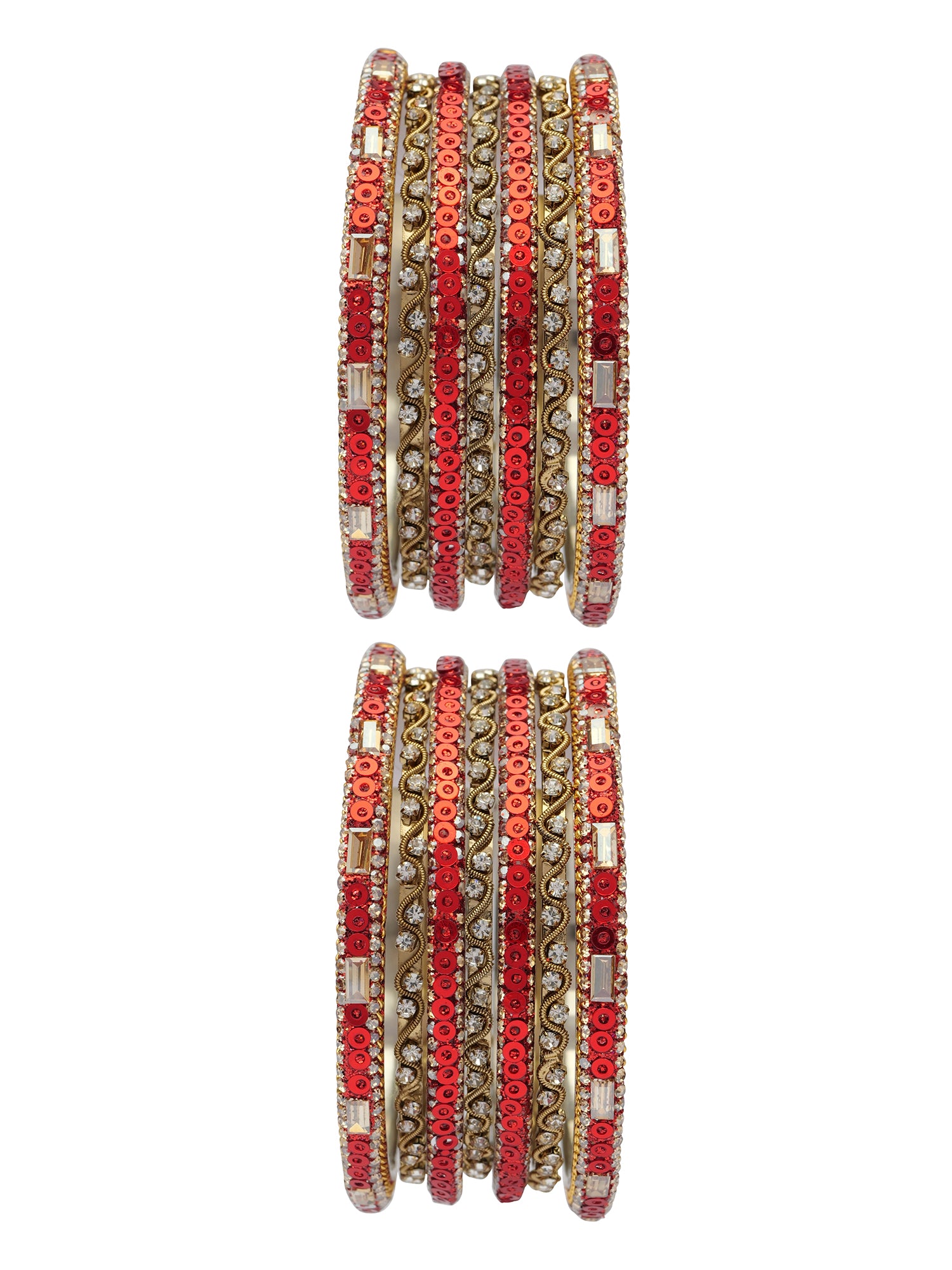 Selina Sequins Bangle Set in Red