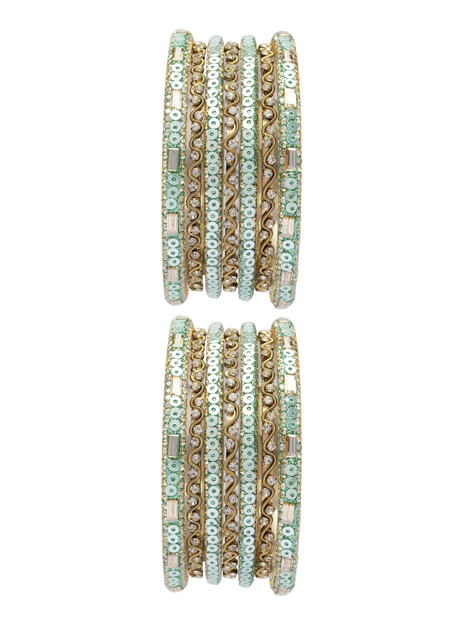 Selina Sequins Bangle Set in Sea Green