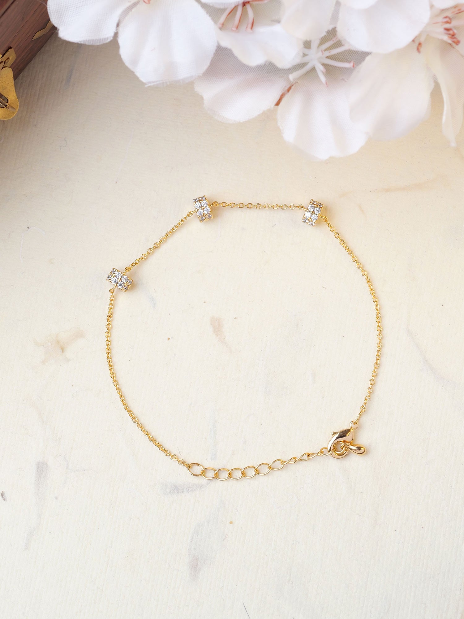 Sena Cubic Zirconia Bracelet in White and Gold