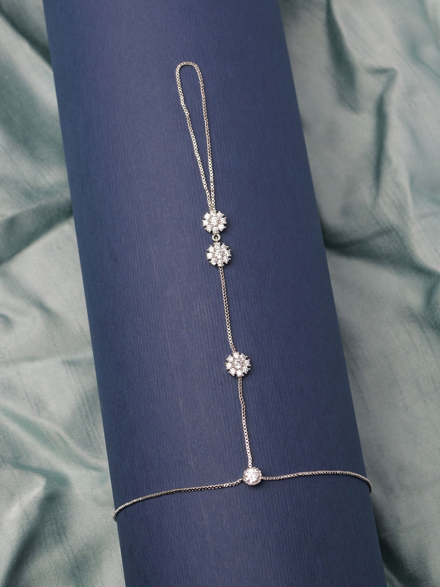 Serena Cubic Zirconia Hand Chain in Rhodium