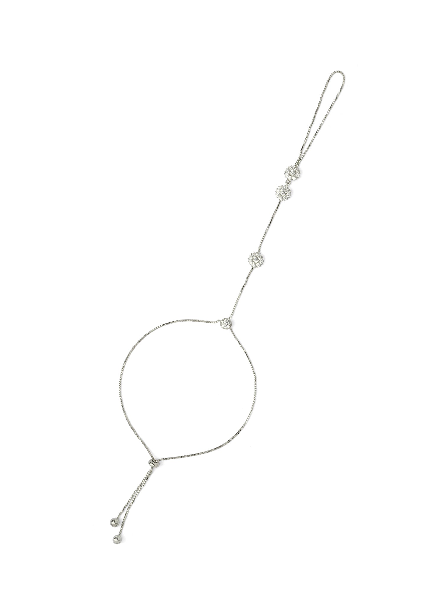 Serena Cubic Zirconia Hand Chain in Rhodium