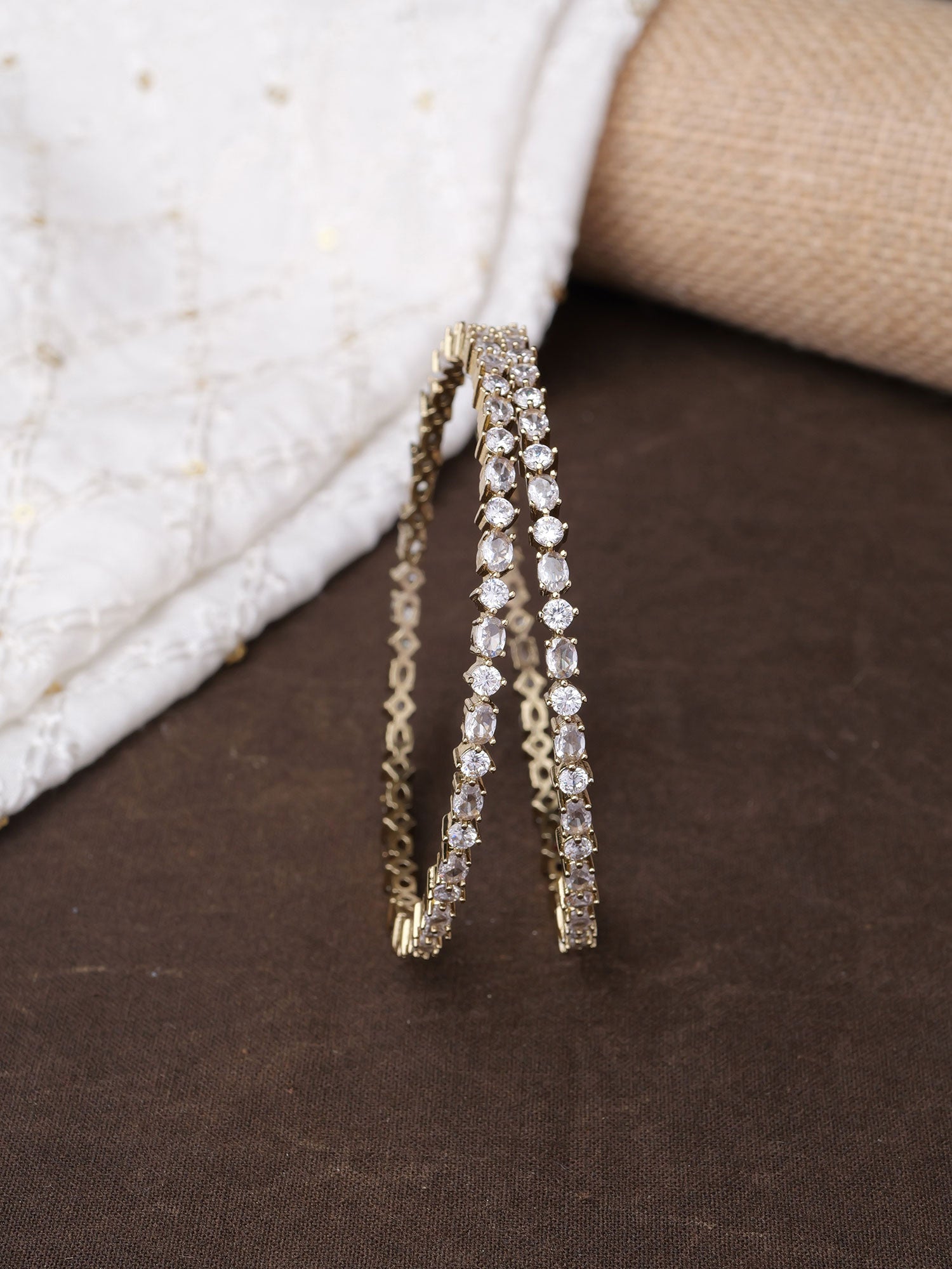 Serina Cubic Zirconia Bangles in White