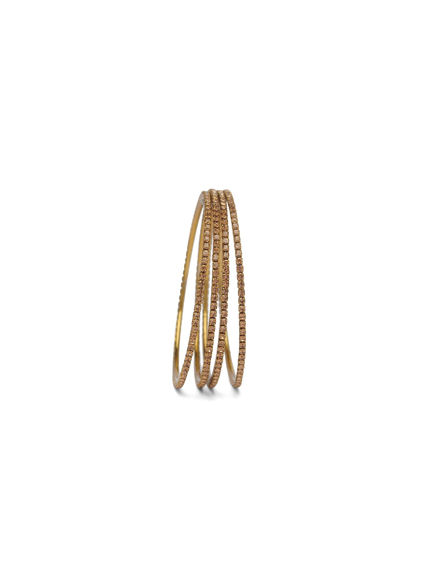 Set of 4 Diamante Bangles in Champagne
