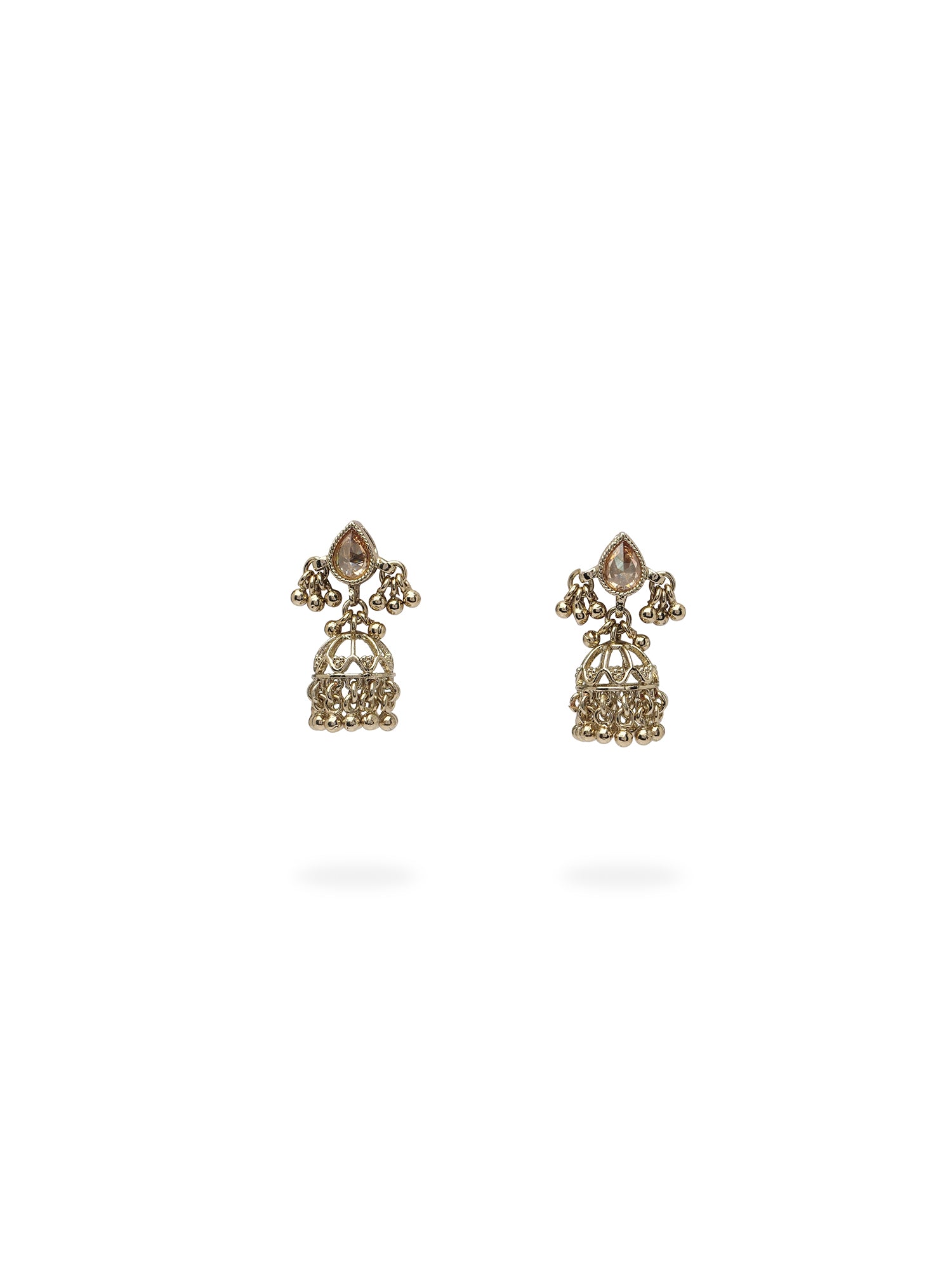 Shaila Jhumka Earrings in Antique Gold