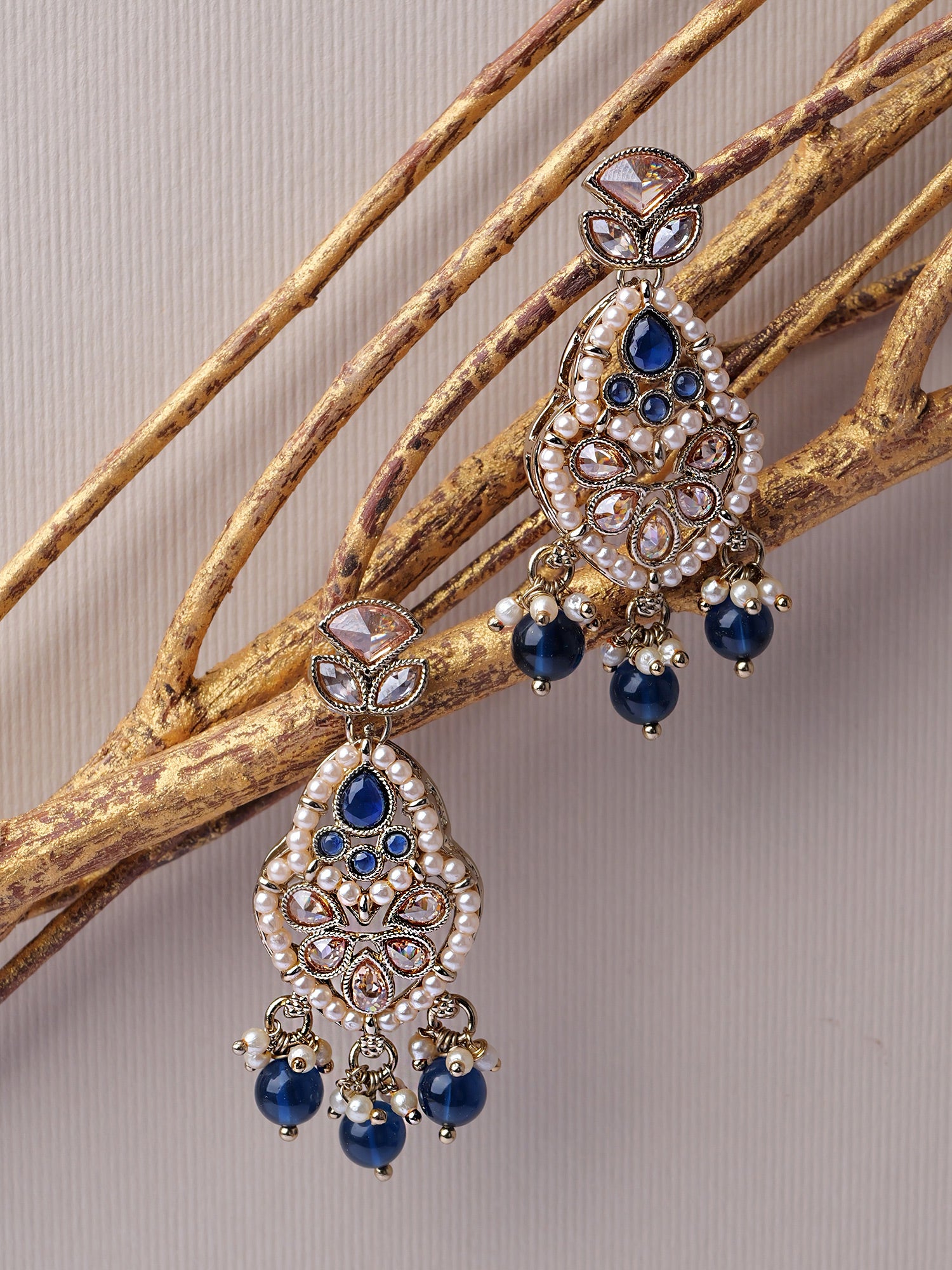 Shalina Pearl Earrings in Blue