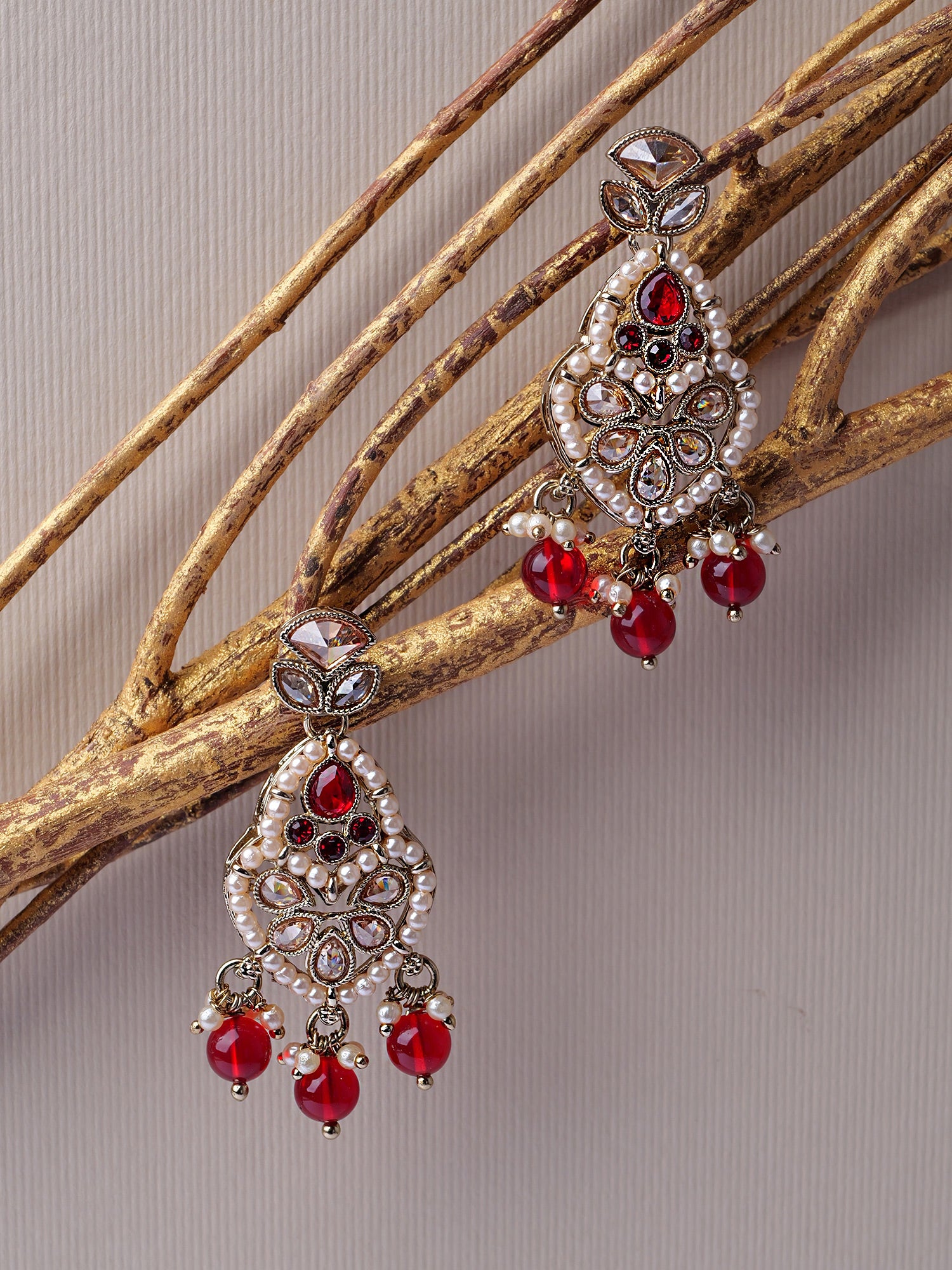 Shalina Pearl Earrings in Maroon