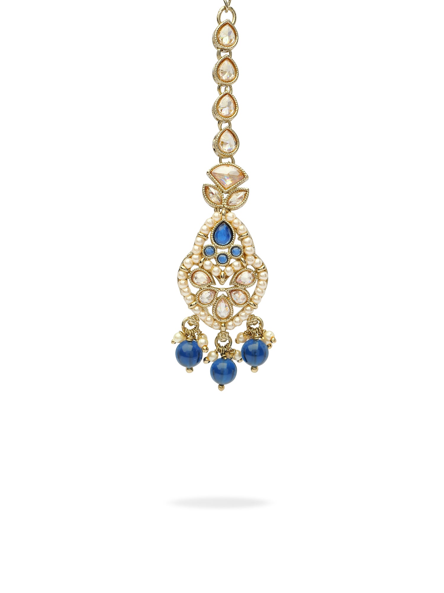 Shalina Pearl Maang Tikka in Blue