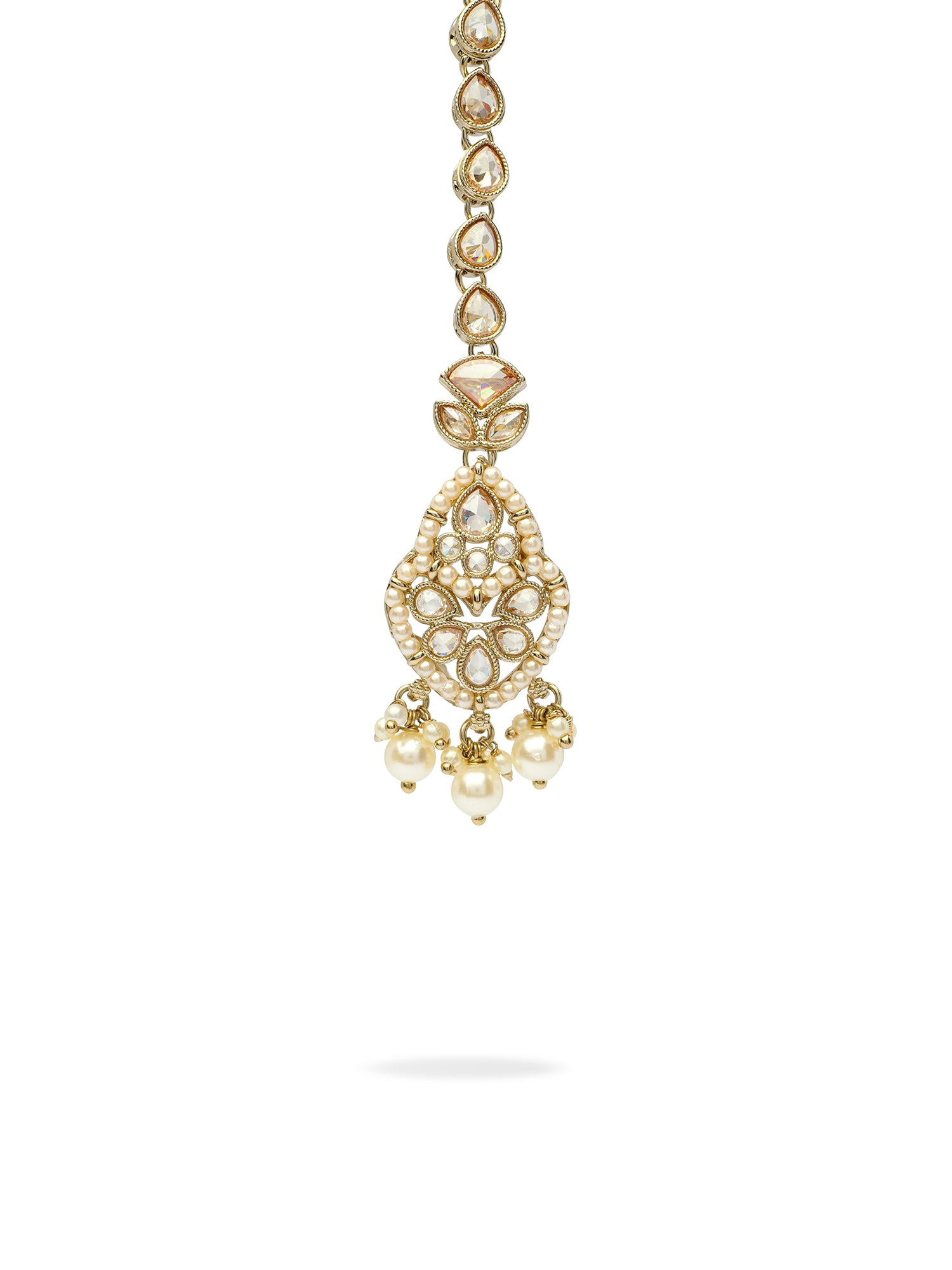 Shalina Pearl Maang Tikka in Champagne