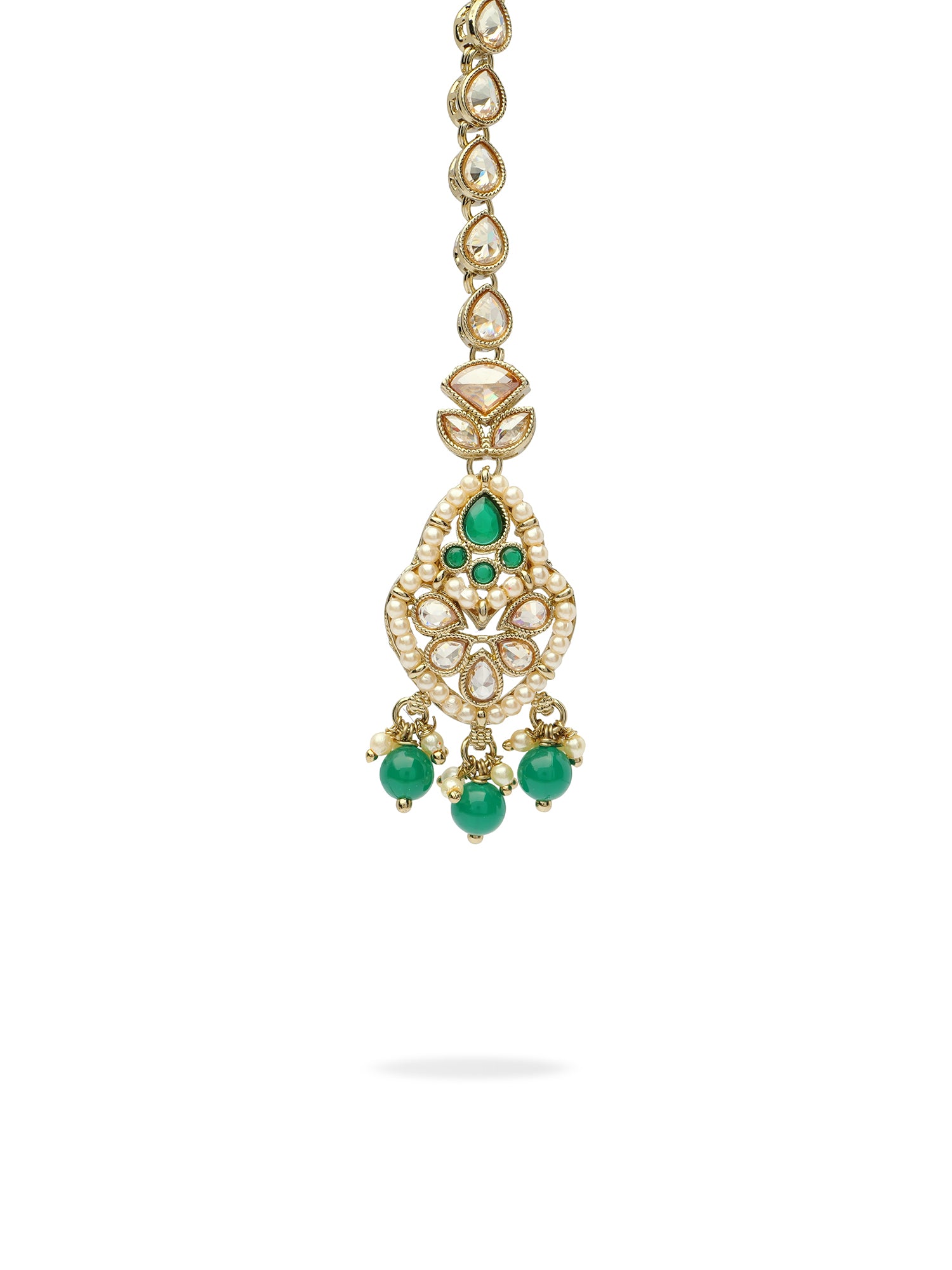 Shalina Pearl Maang Tikka in Green