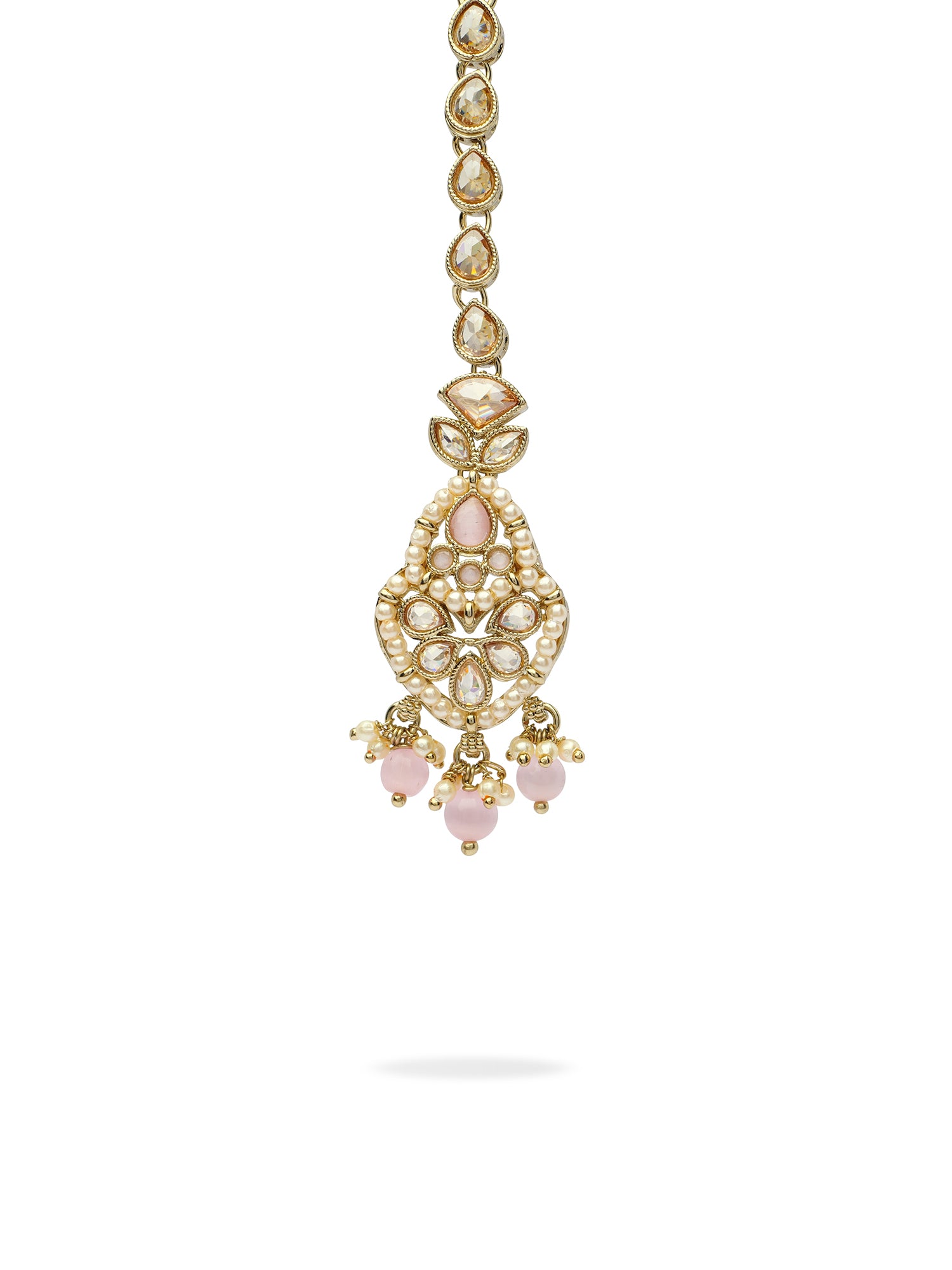 Shalina Pearl Maang Tikka in Light Pink