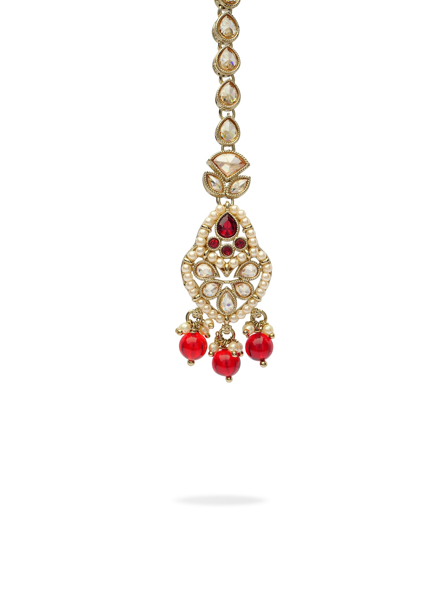 Shalina Pearl Maang Tikka in Maroon