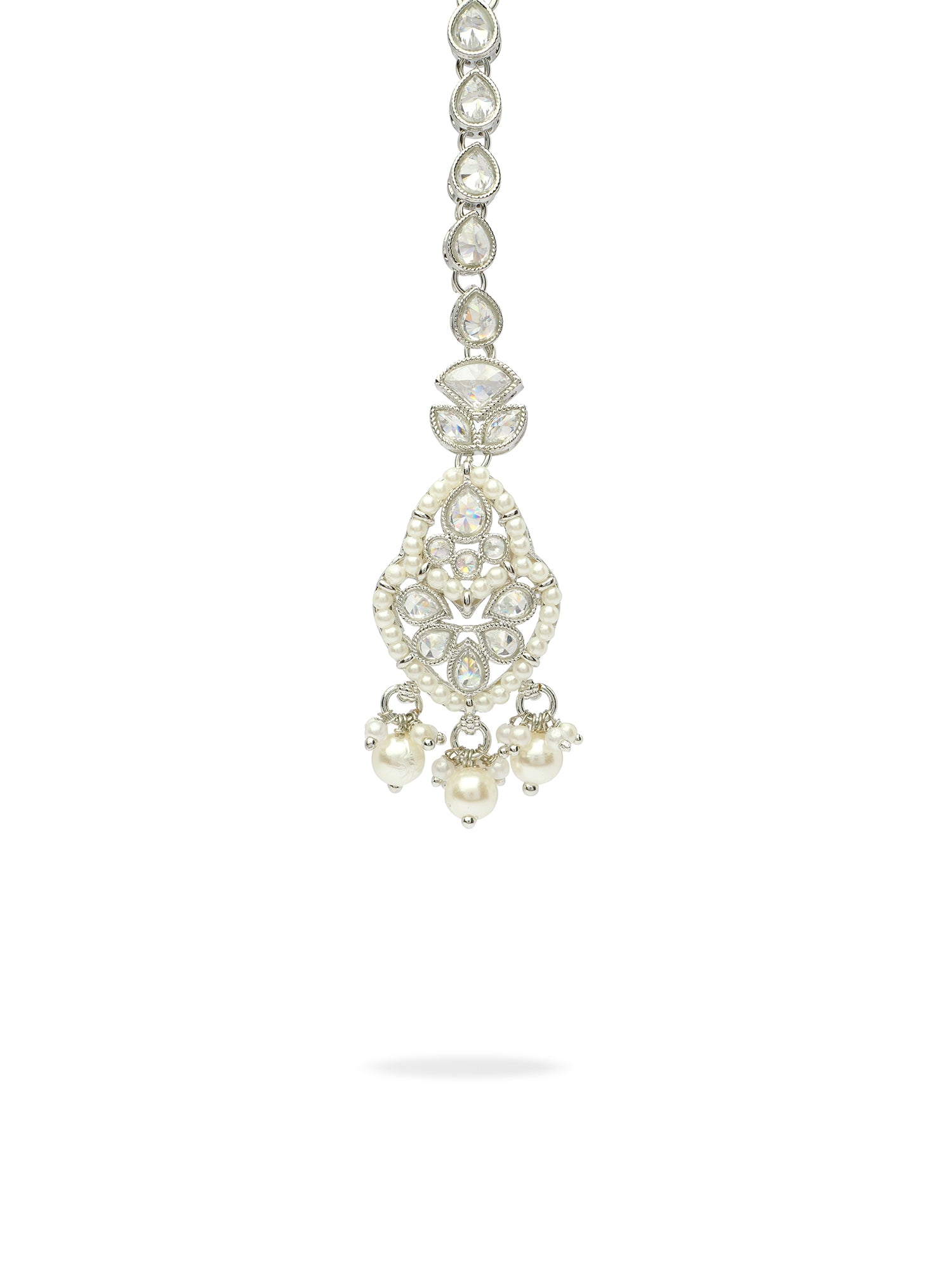 Shalina Pearl Maang Tikka in Rhodium