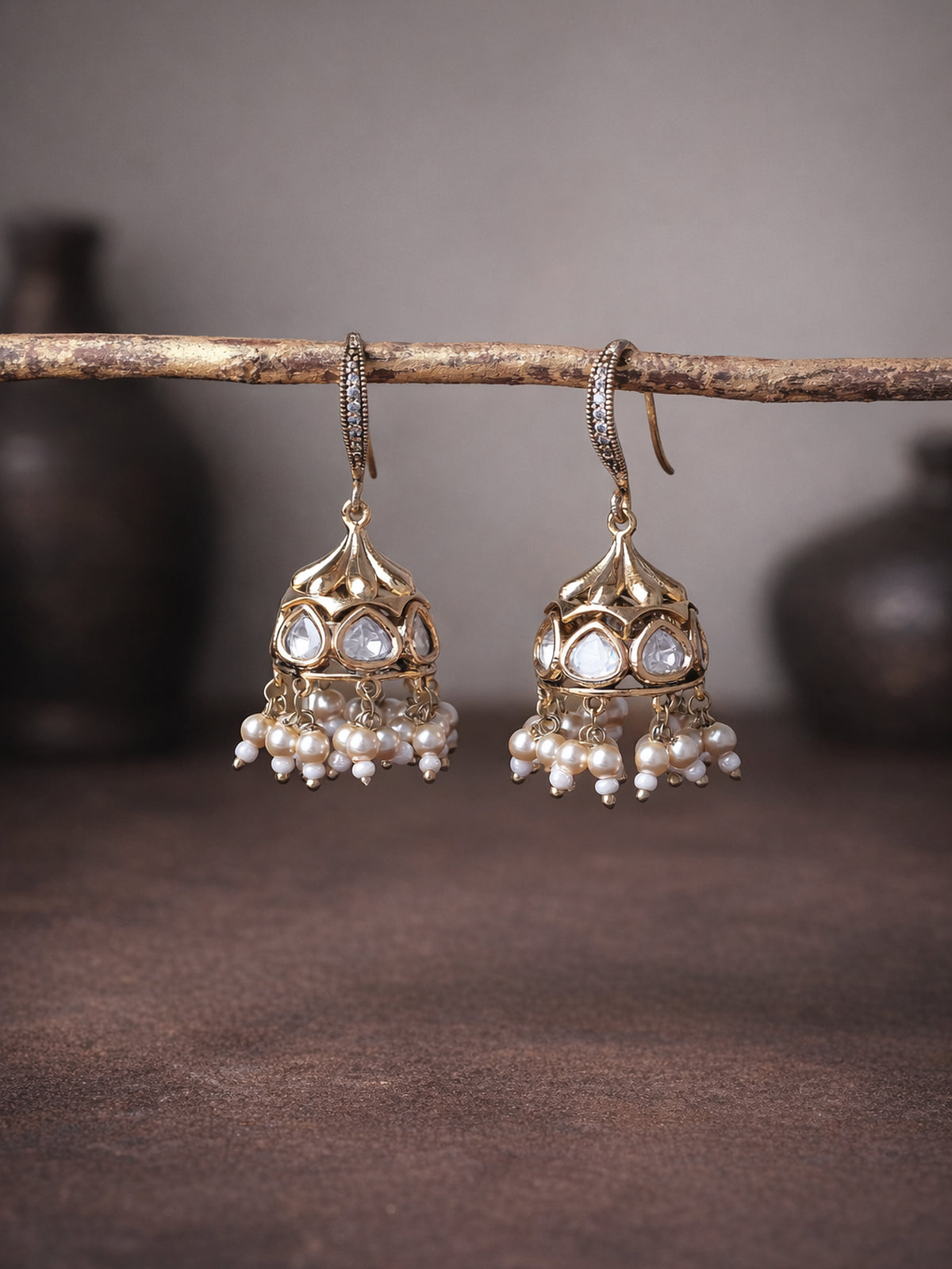 Shalini Kundan Jhumkas in Pearl
