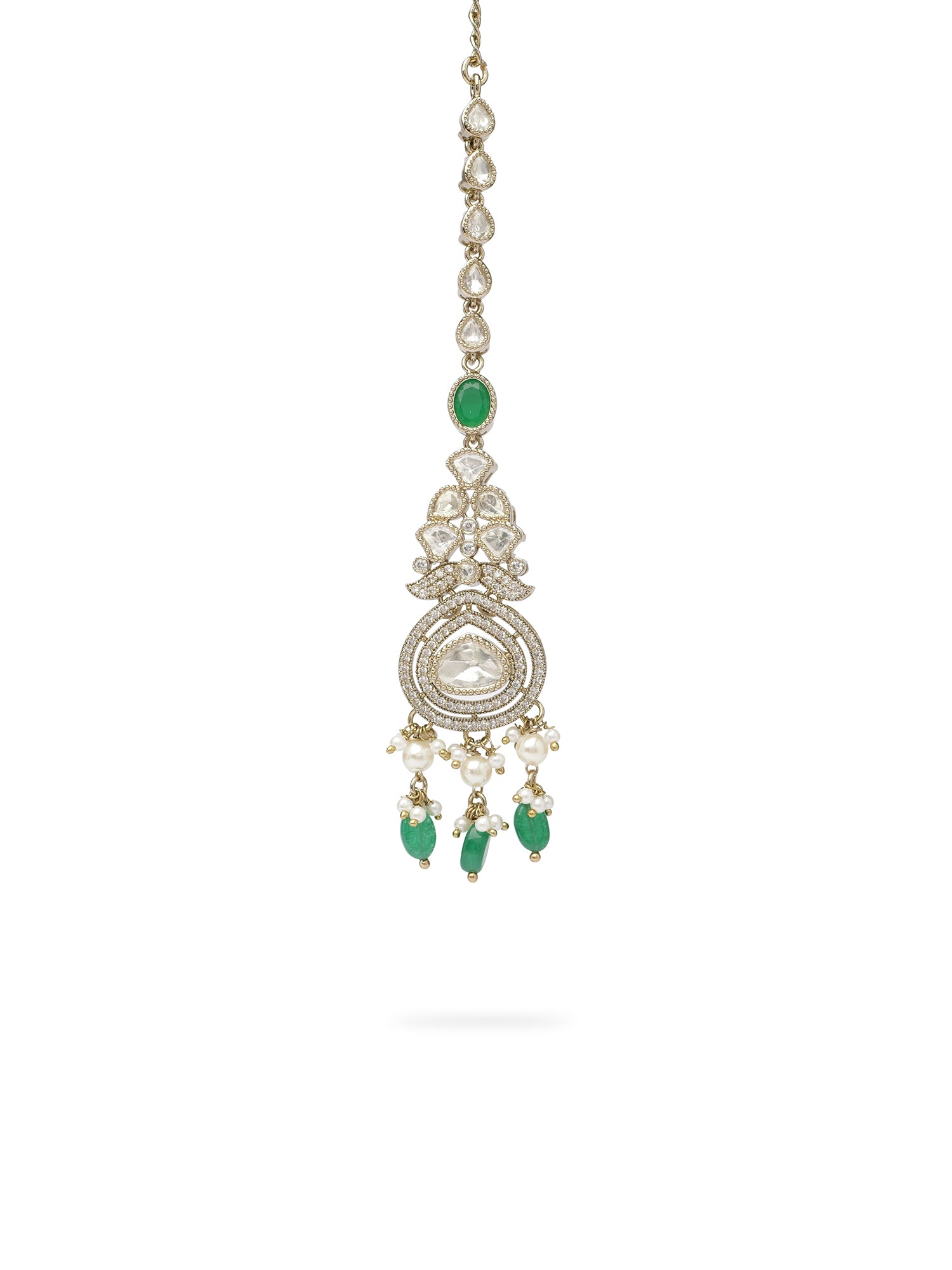 Sharada Kundan Necklace Set in Green