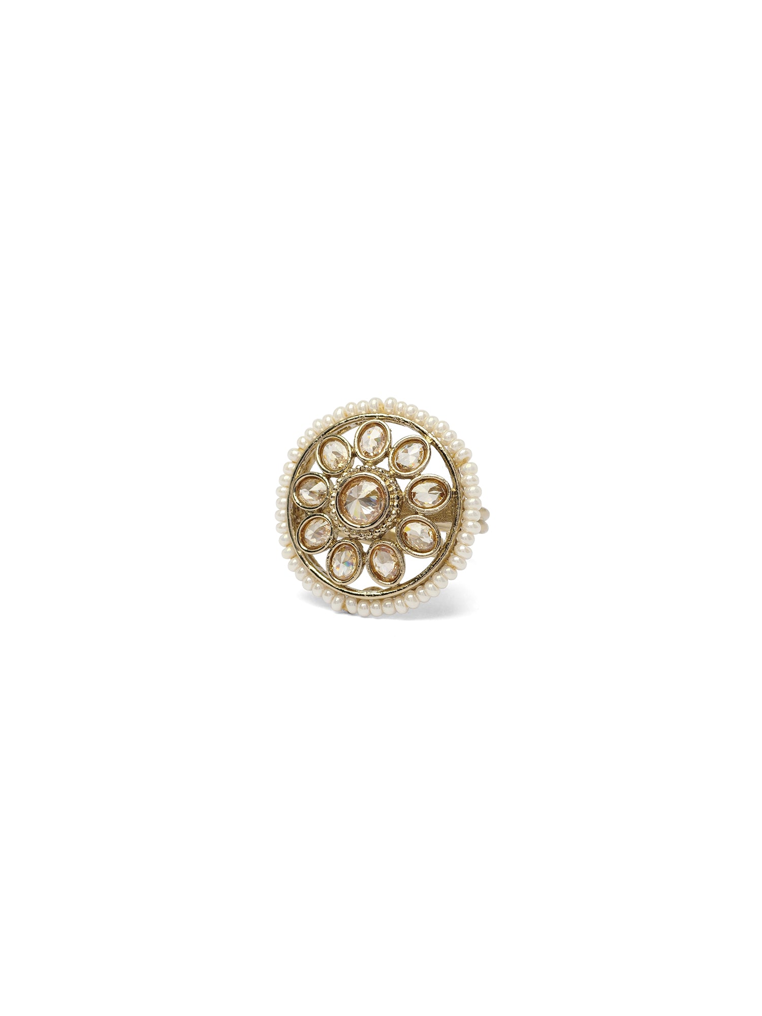 Shayla Round Ring in Pearl and Champagne