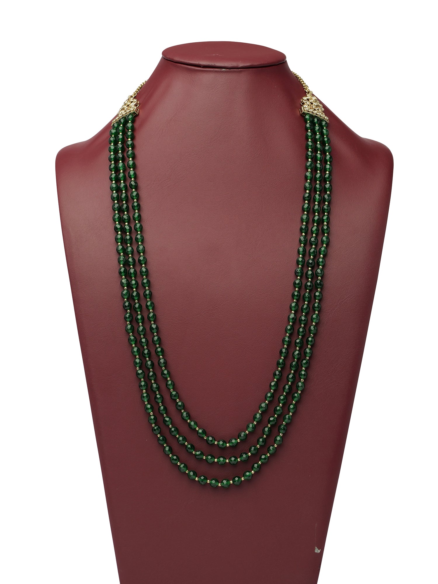 Sheena Green Bead Layered Long Chain
