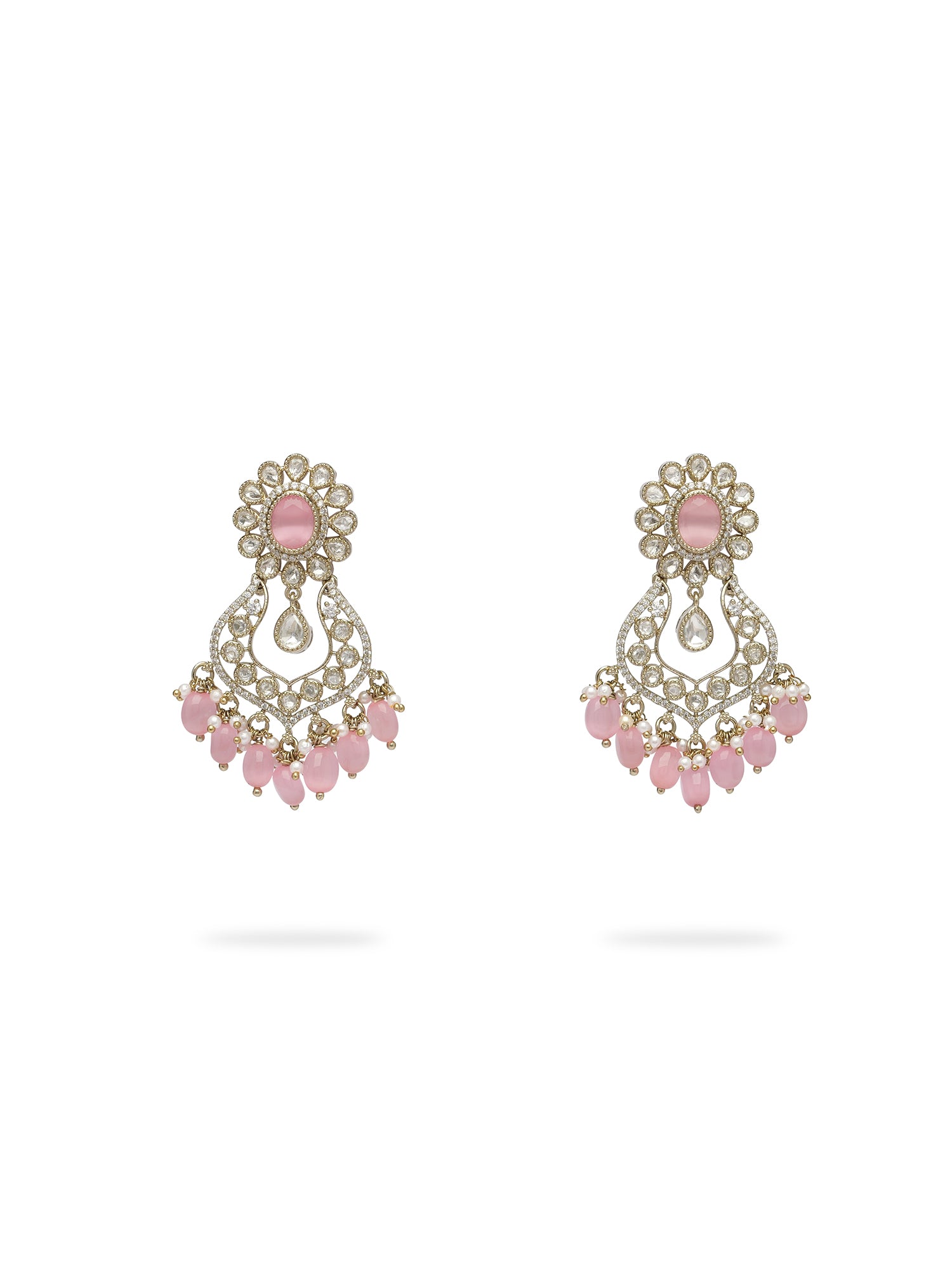 Shehnaz Bridal Necklace Set in Pink and Antique Gold