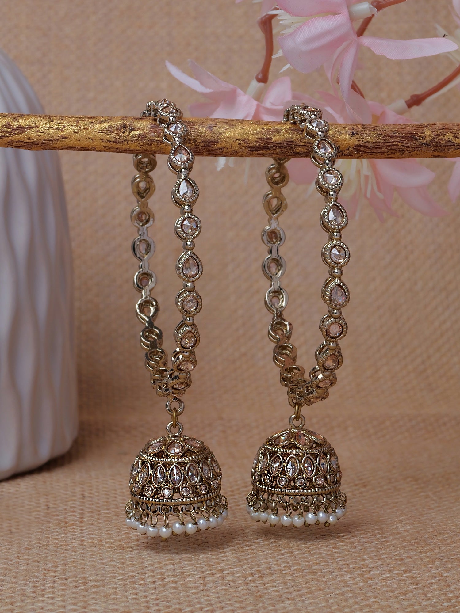 Shila Jhumka Kada Bangles in Champagne
