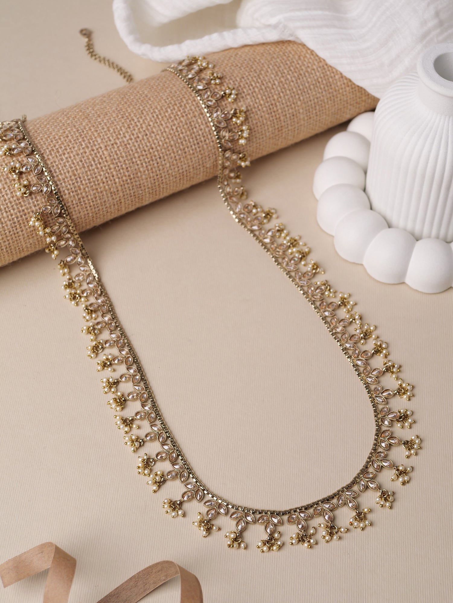 Shobha Rani Haar in Pearl and Champagne