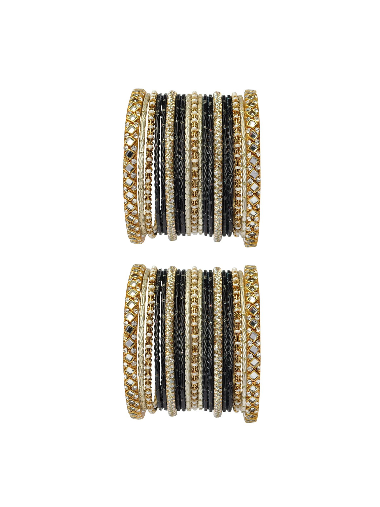 Shreya Bangle Set in Black and Antique Gold